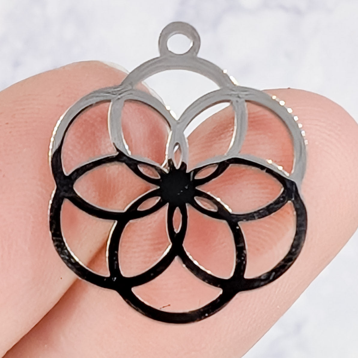 22mm Silver Seed of Life Sacred Geometry Charm Z3