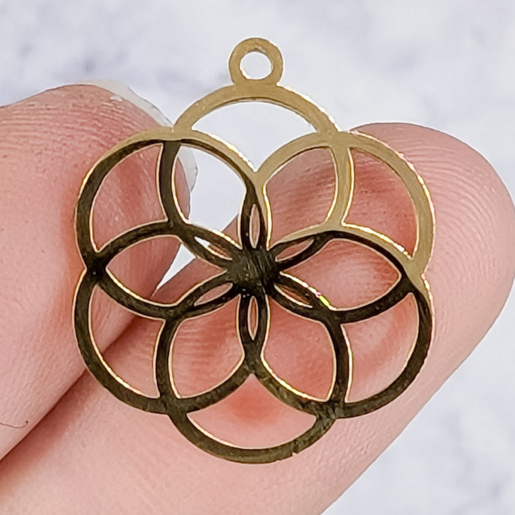 22mm Gold Seed of Life Sacred Geometry Charm Y3