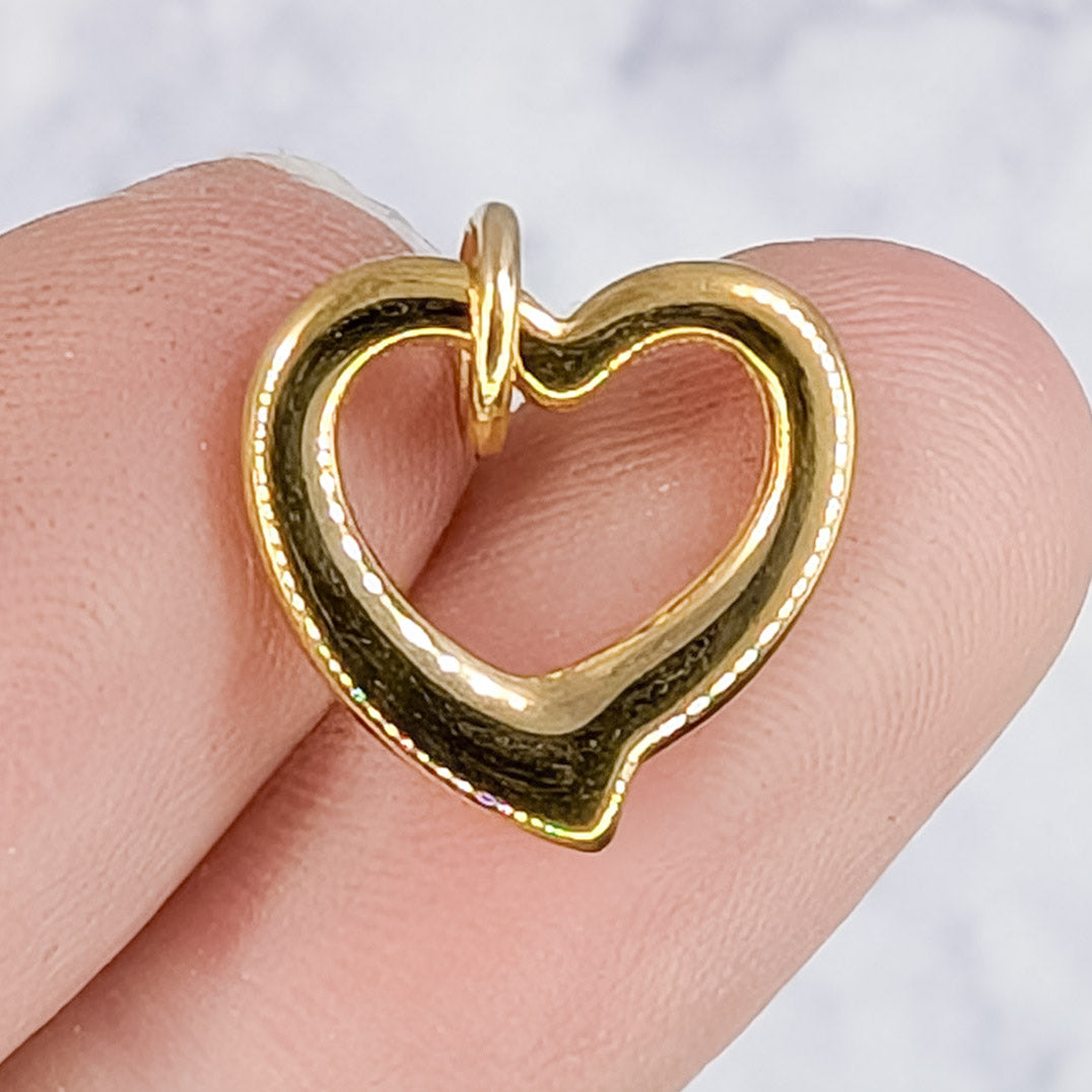14mm Gold Heart Outline Charm C2