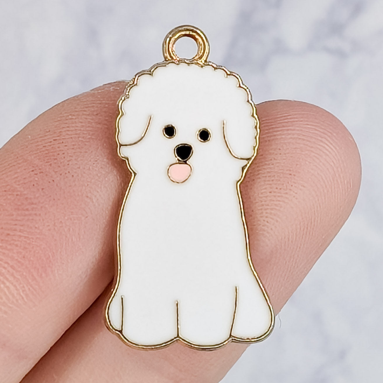 28mm White Dog (Bichon Frise) Charm E2