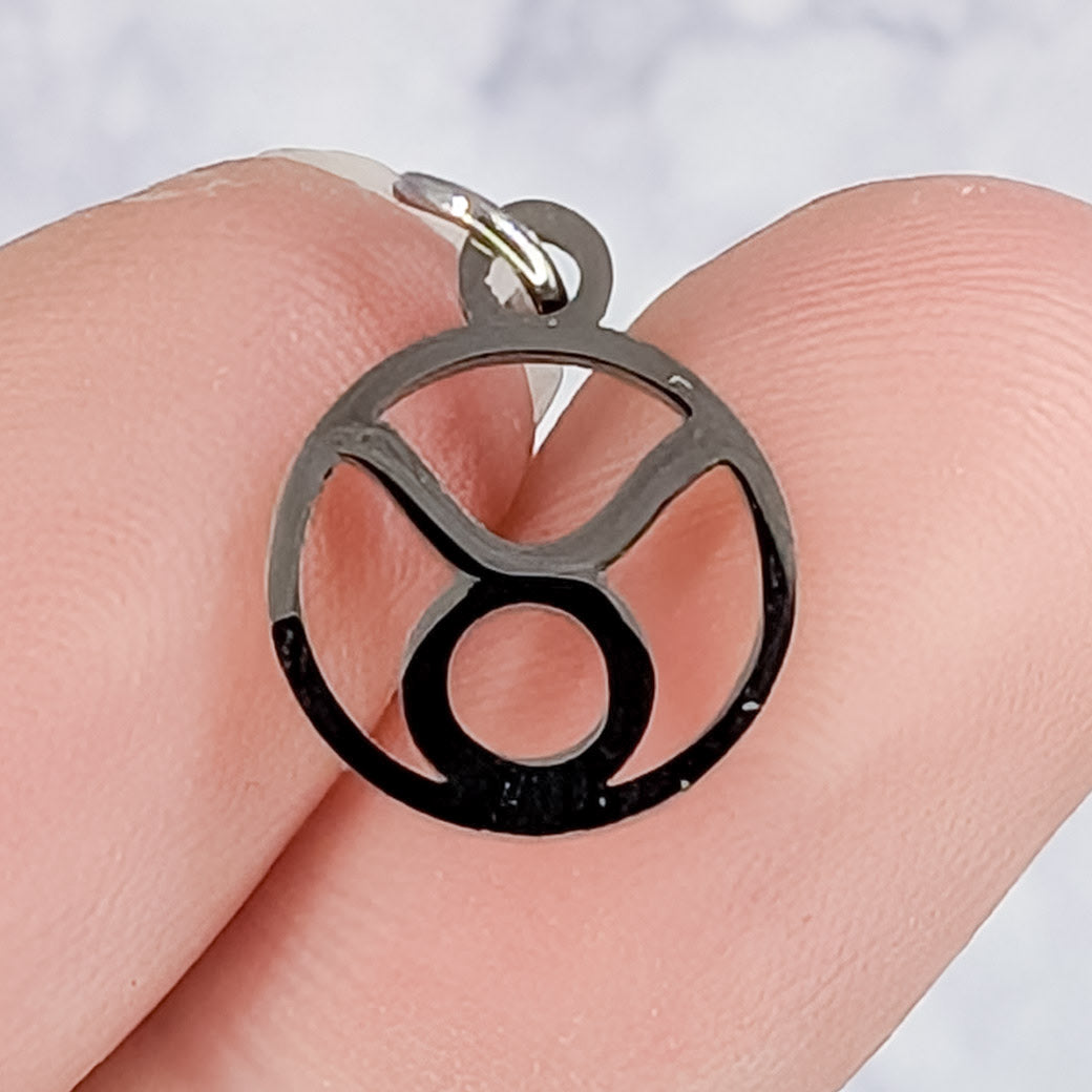 13mm Stainless Steel Taurus Zodiac Sign Outline Charm A2