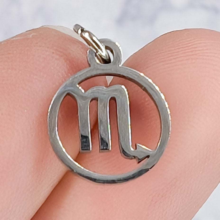 13mm Stainless Steel Scorpio Zodiac Sign Outline Charm T2