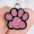 18mm Pink Glitter Powder Paw Print Charm W15