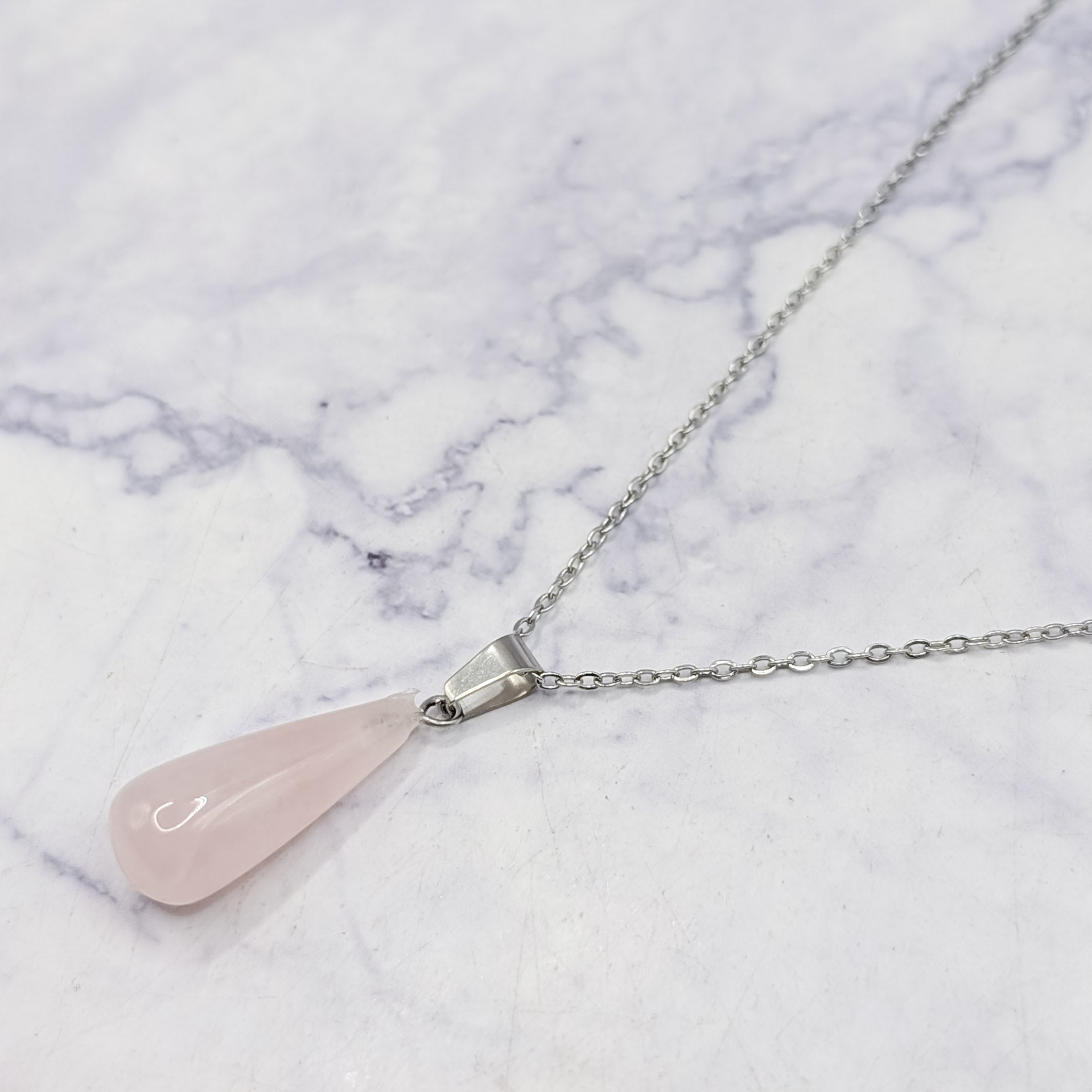 28mm Rose Quartz Teardrop Pendant B4