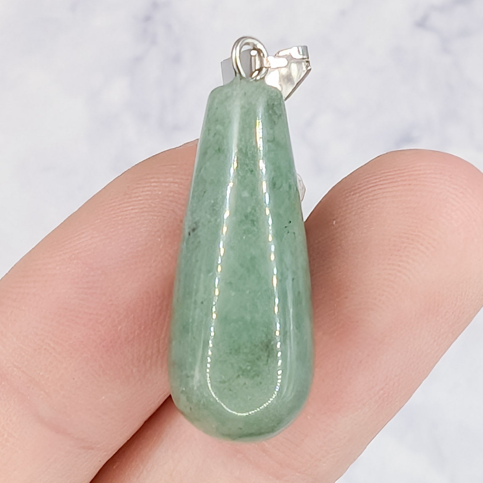 28mm Green Aventurine Teardrop Pendant Z4