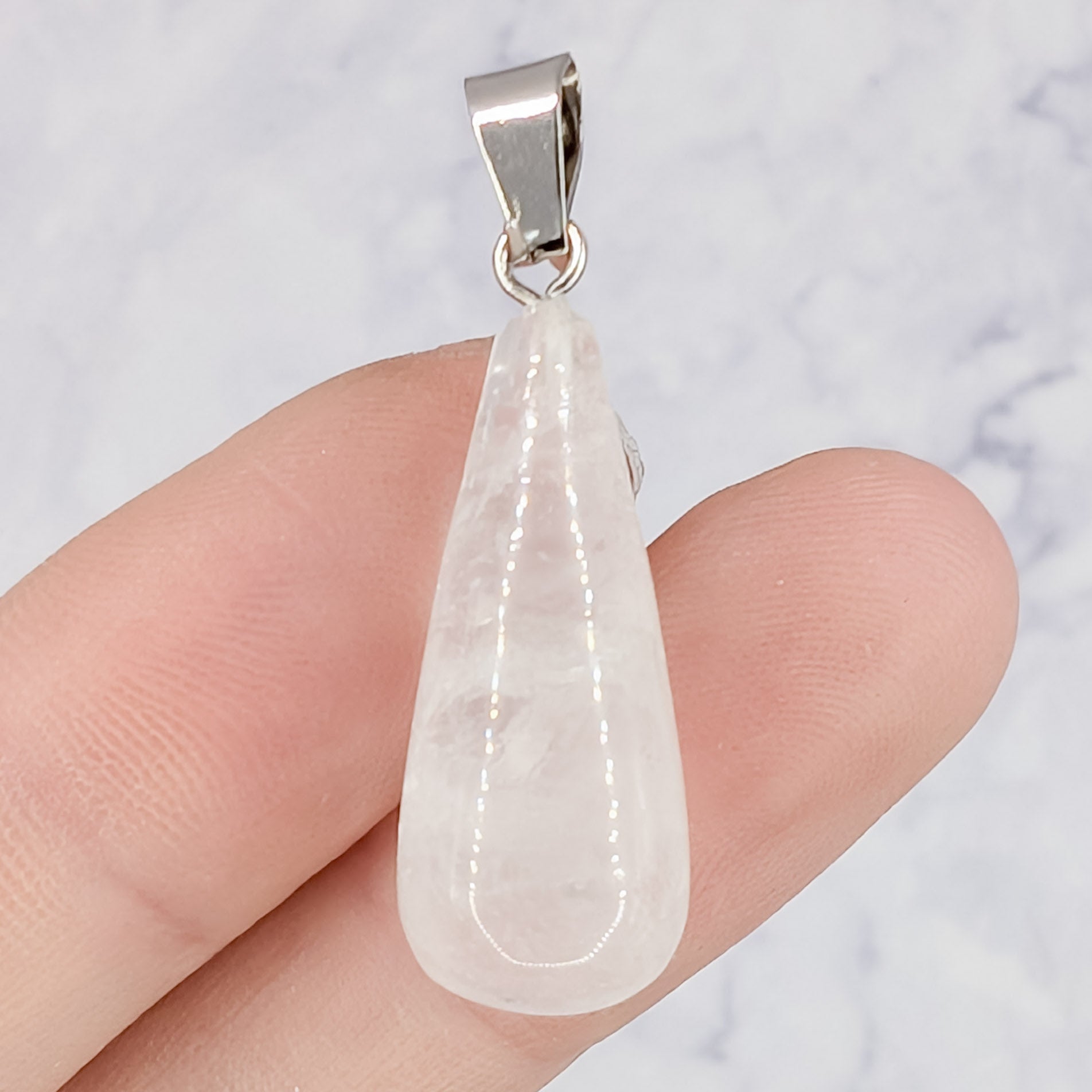 28mm Clear Quartz Teardrop Pendant V4