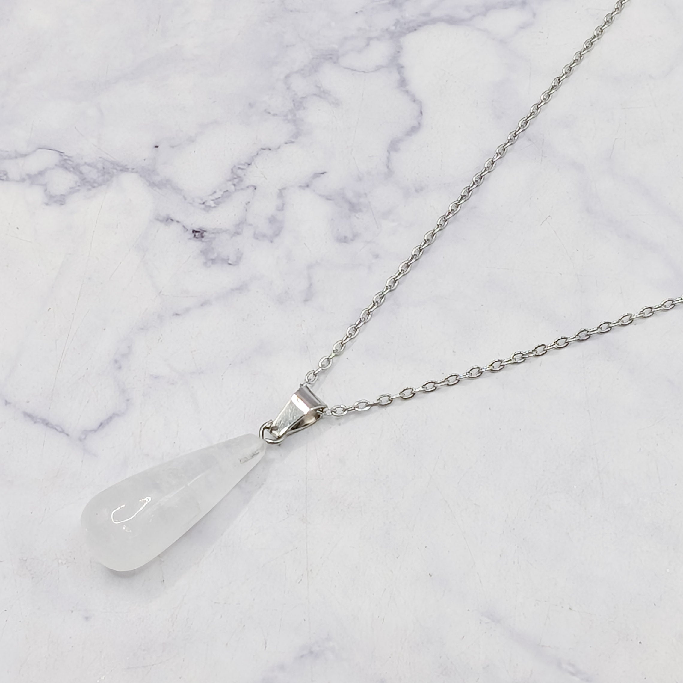 28mm Clear Quartz Teardrop Pendant V4