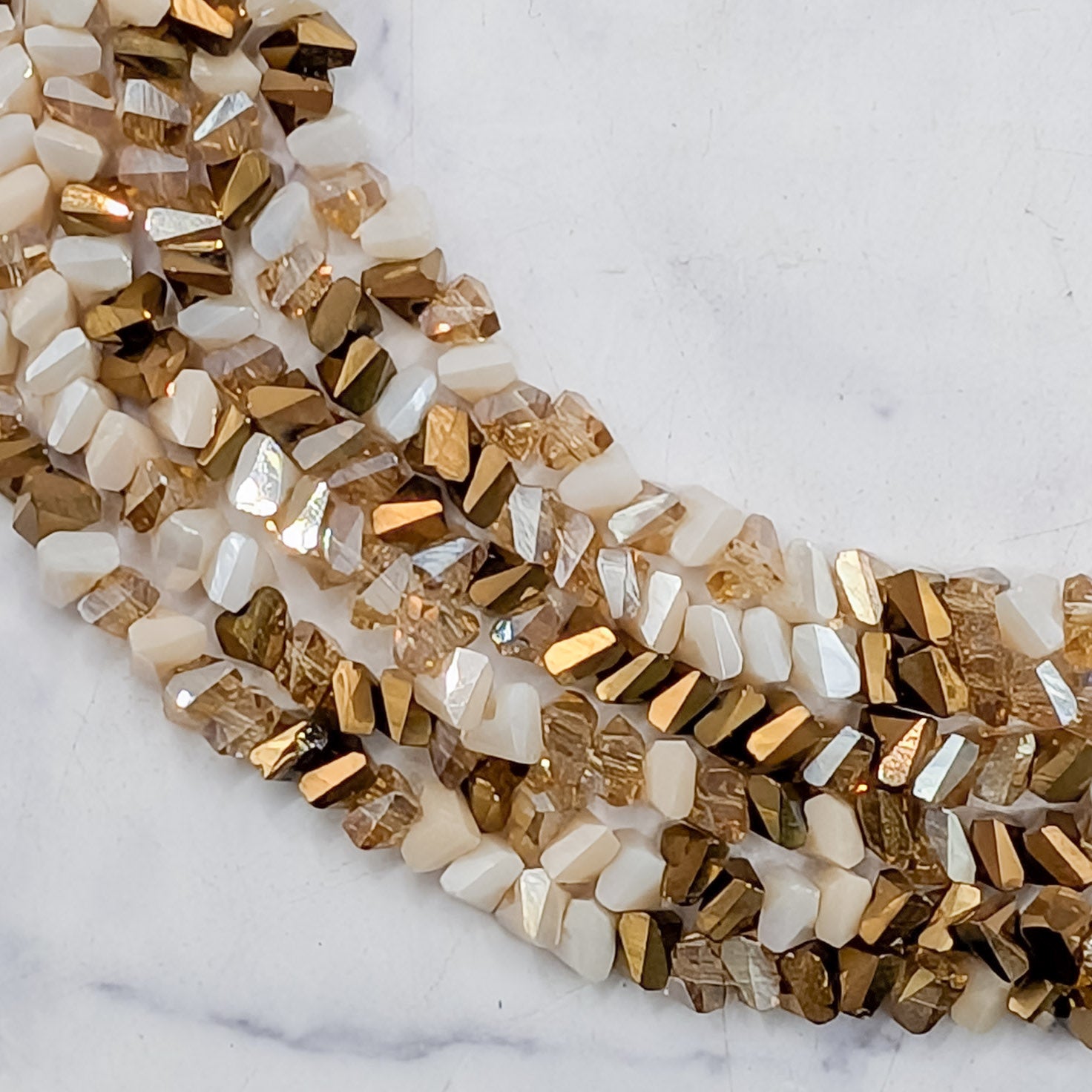 4mm Faceted Gladiator Glam Crystal Triangle Bead Strand Q10