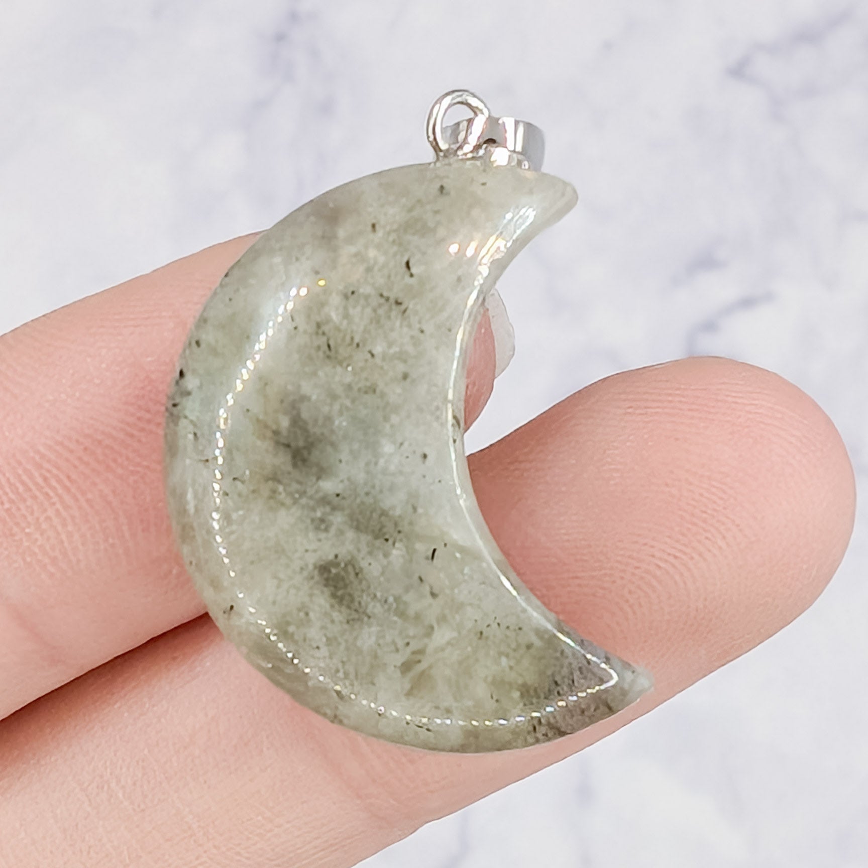 29mm Labradorite Moon Pendant J6