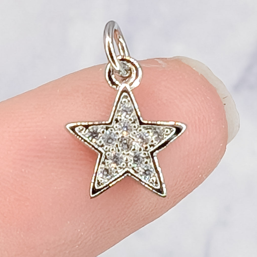 12mm Silver Cubic Zirconia Star Charm J35