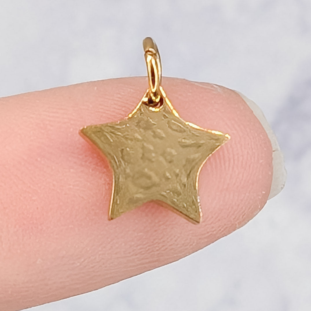 10mm Gold Stainless Steel Simple Star Charm E2