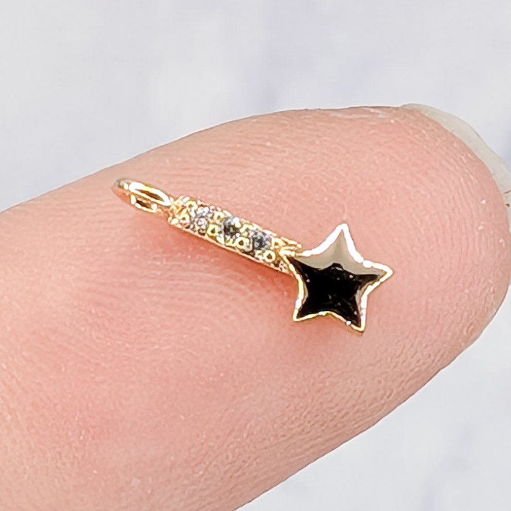 12mm Gold Cubic Zirconia Dangling Star Charm C25