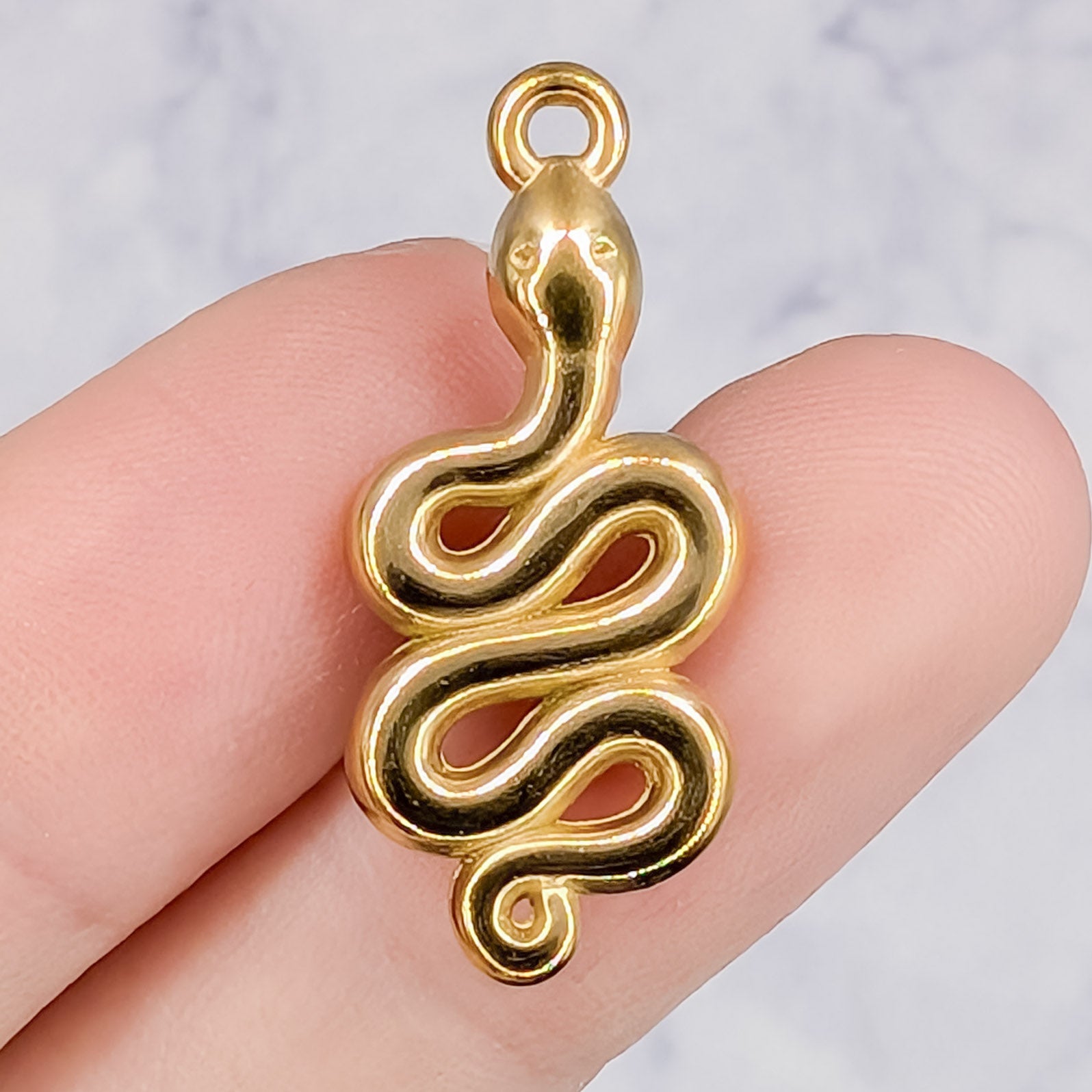 29mm Gold Stacked Coils Snake Charm C3