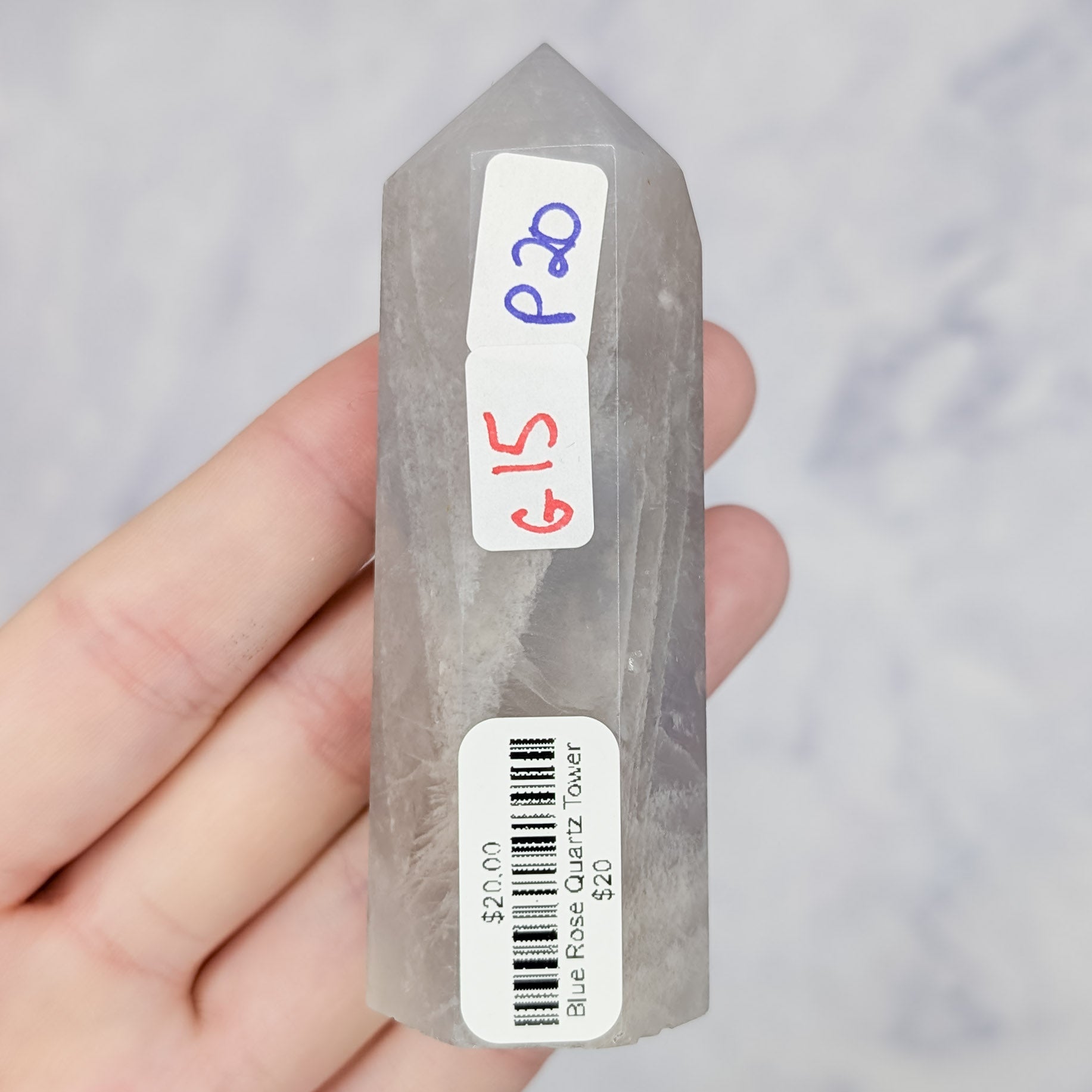 Blue Rose Quartz Tower $20