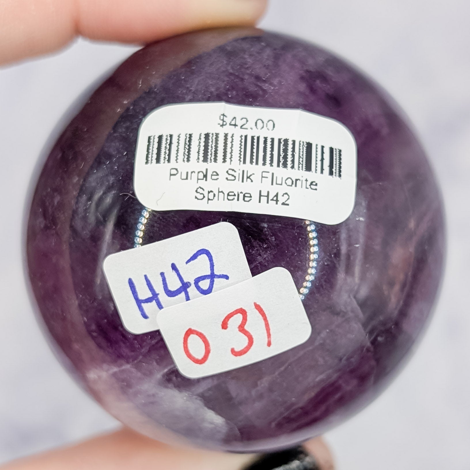 Purple Silk Fluorite Sphere B42