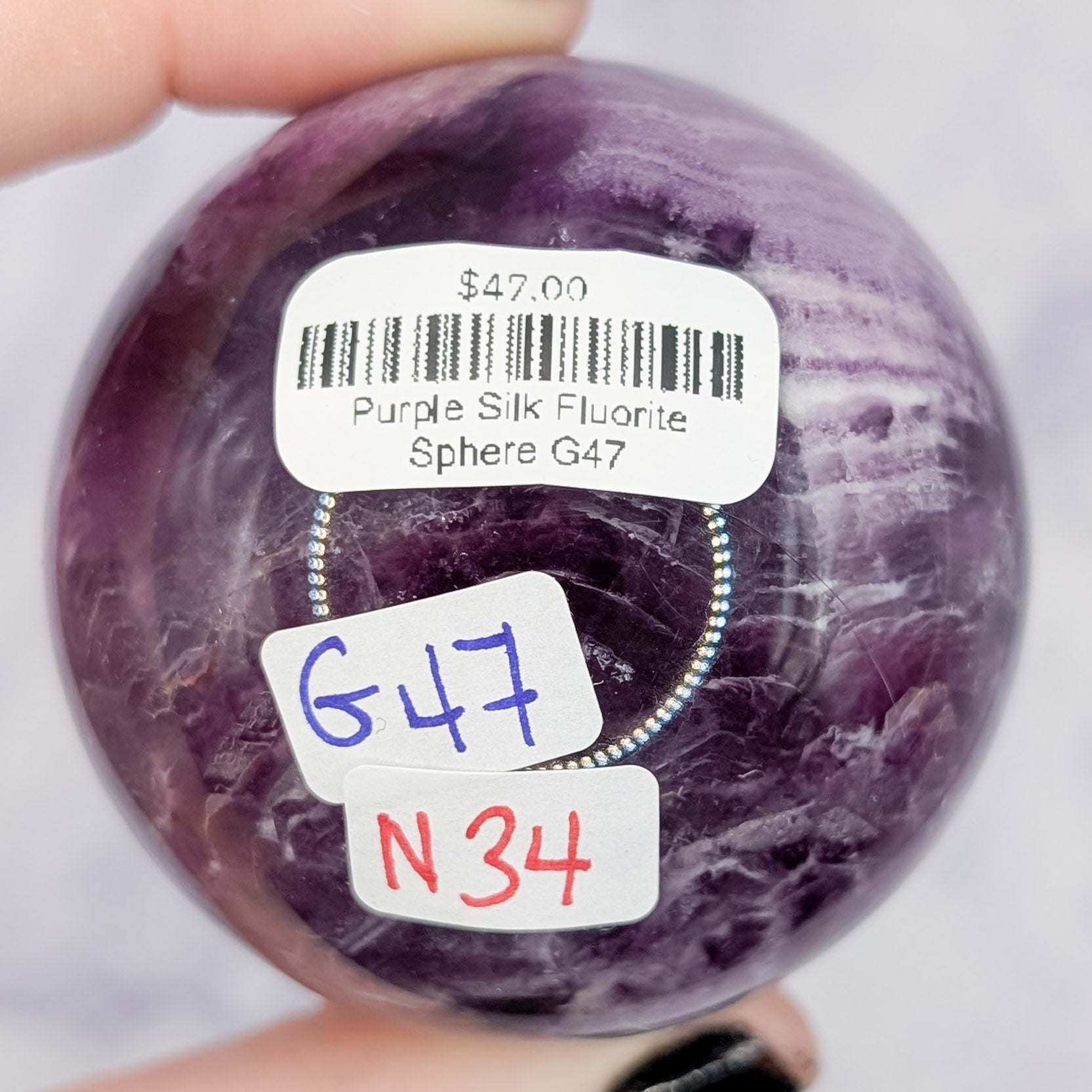 Purple Silk Fluorite Sphere G47