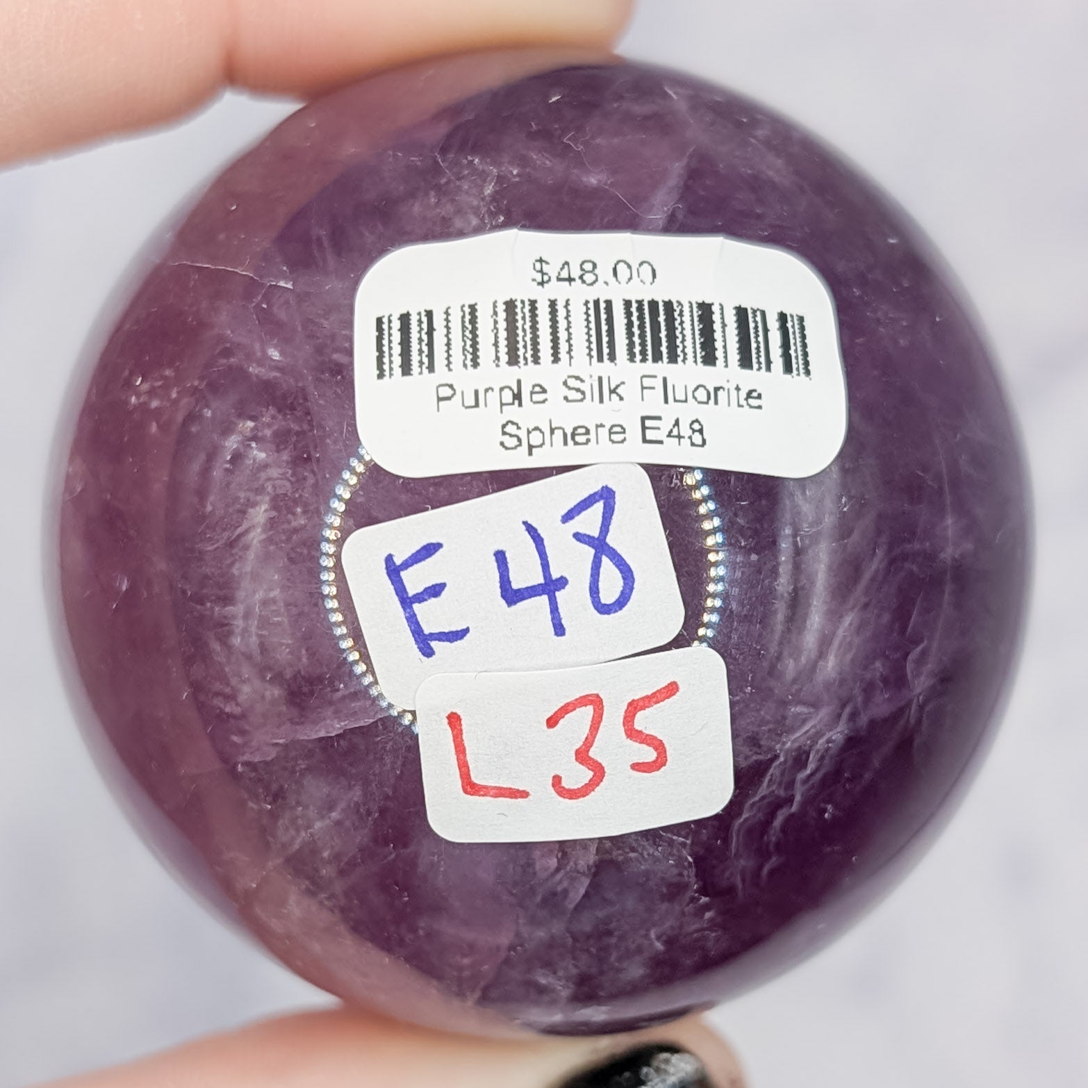 Purple Silk Fluorite Sphere E48