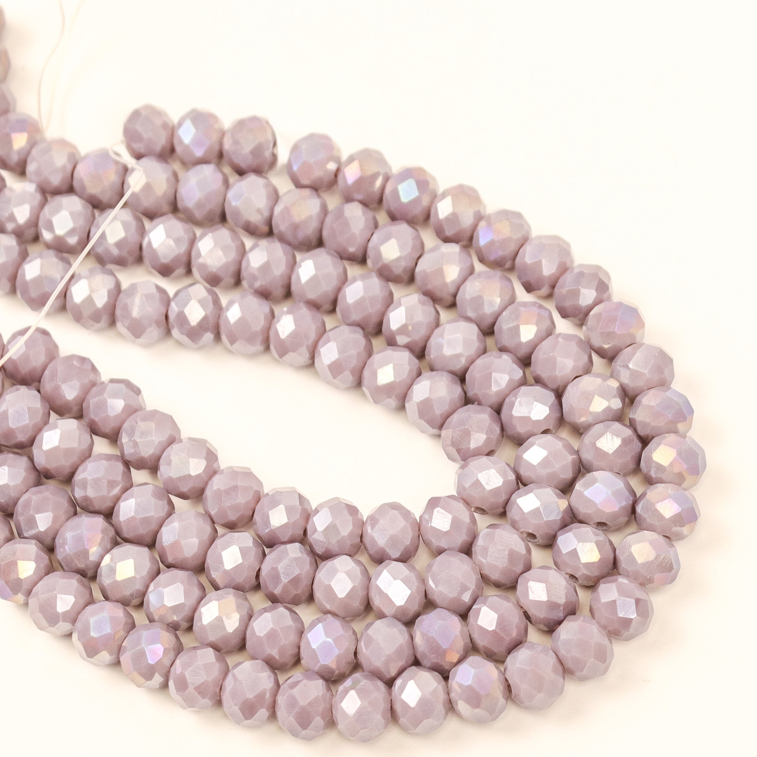 8mm Purple Faceted Crystal Rondelle Bead Half Strand $3.50