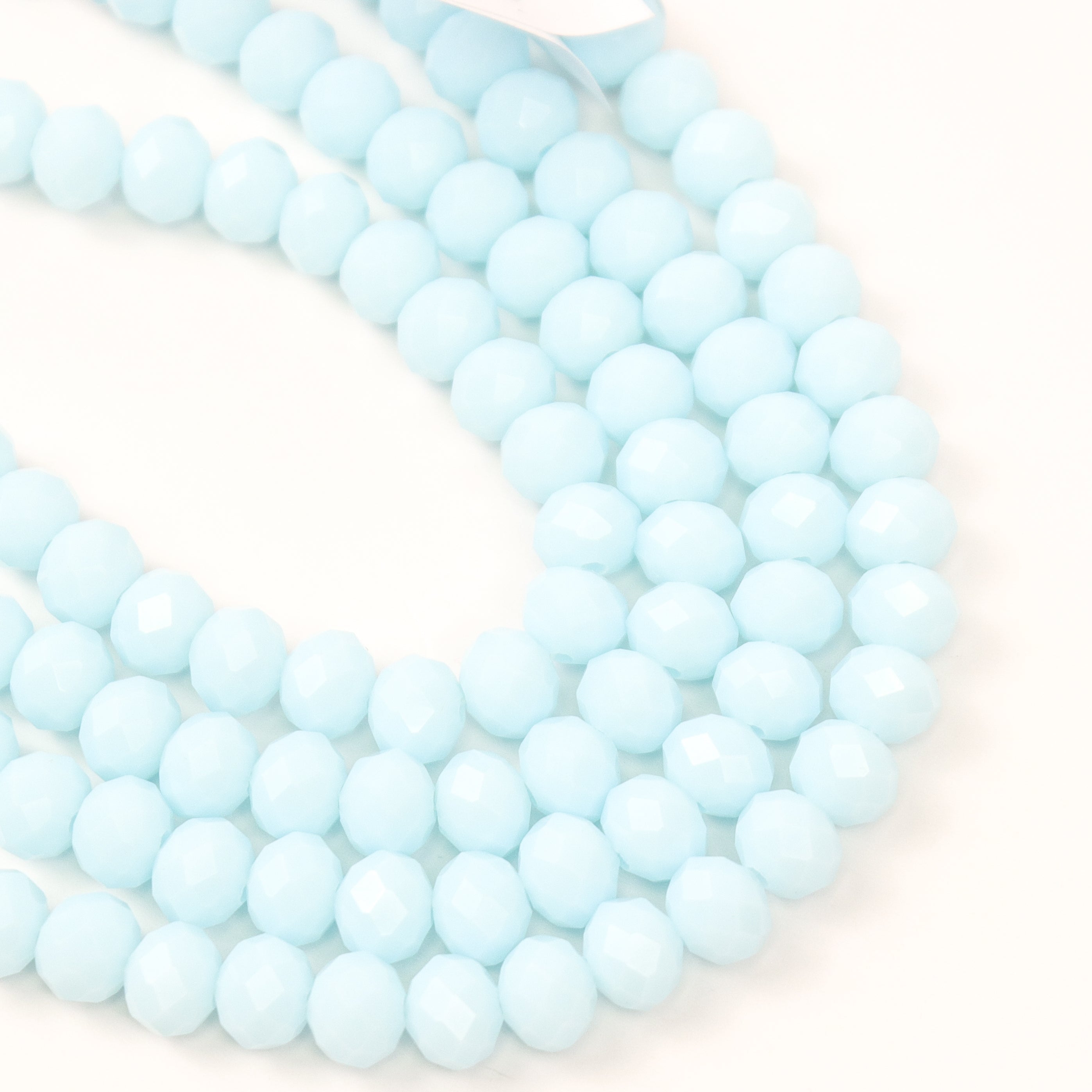 8mm Light Blue Faceted Crystal Rondelle Bead Half Strand $3.50