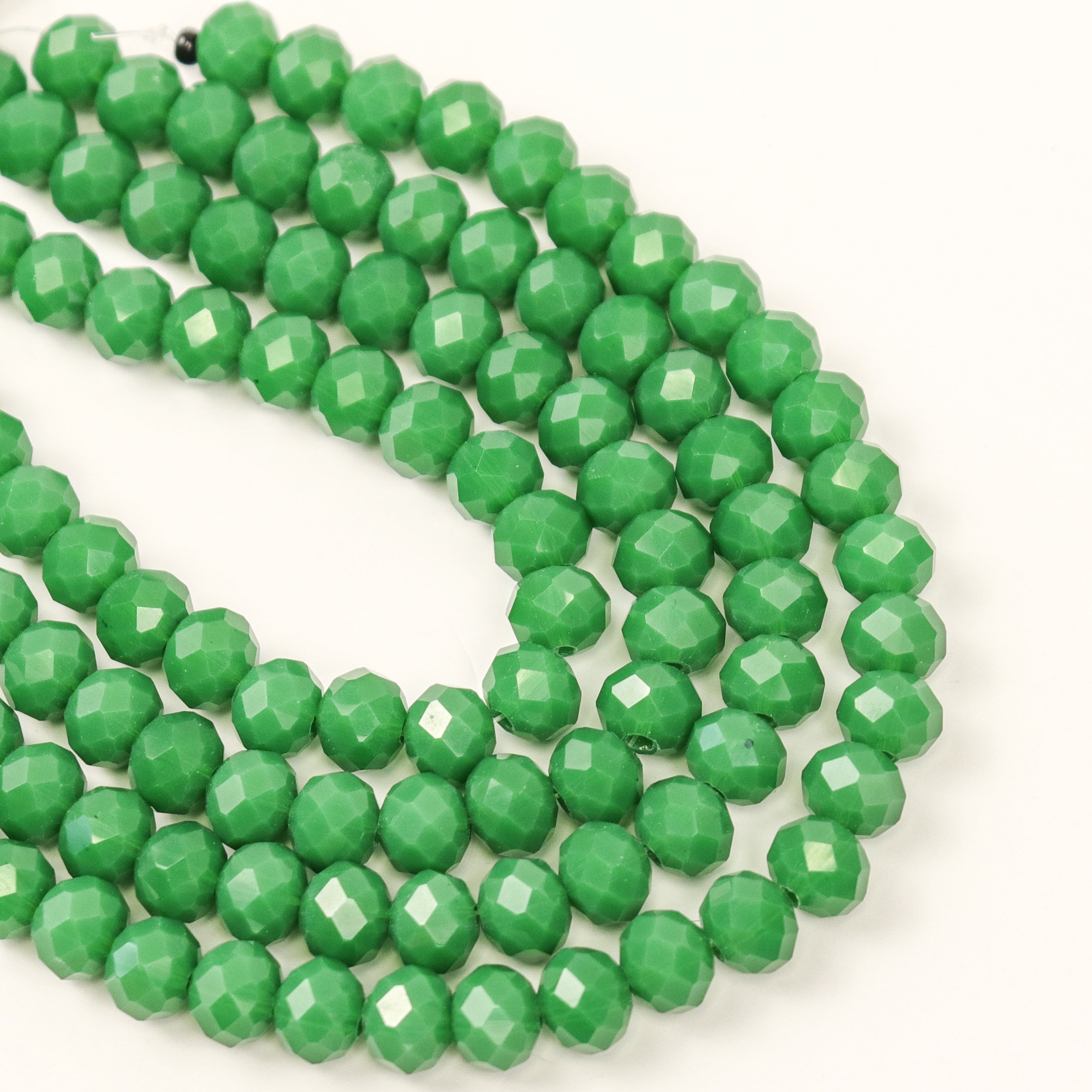 8mm Green Faceted Crystal Rondelle Bead Half Strand $3.50