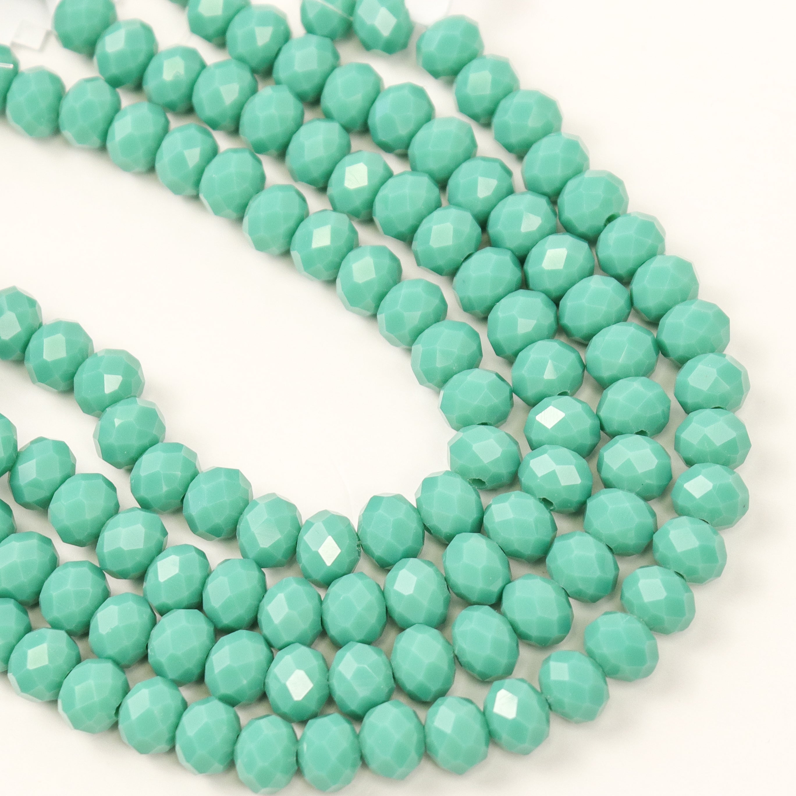 8mm Turquoise Faceted Crystal Rondelle Bead Half Strand $3.50