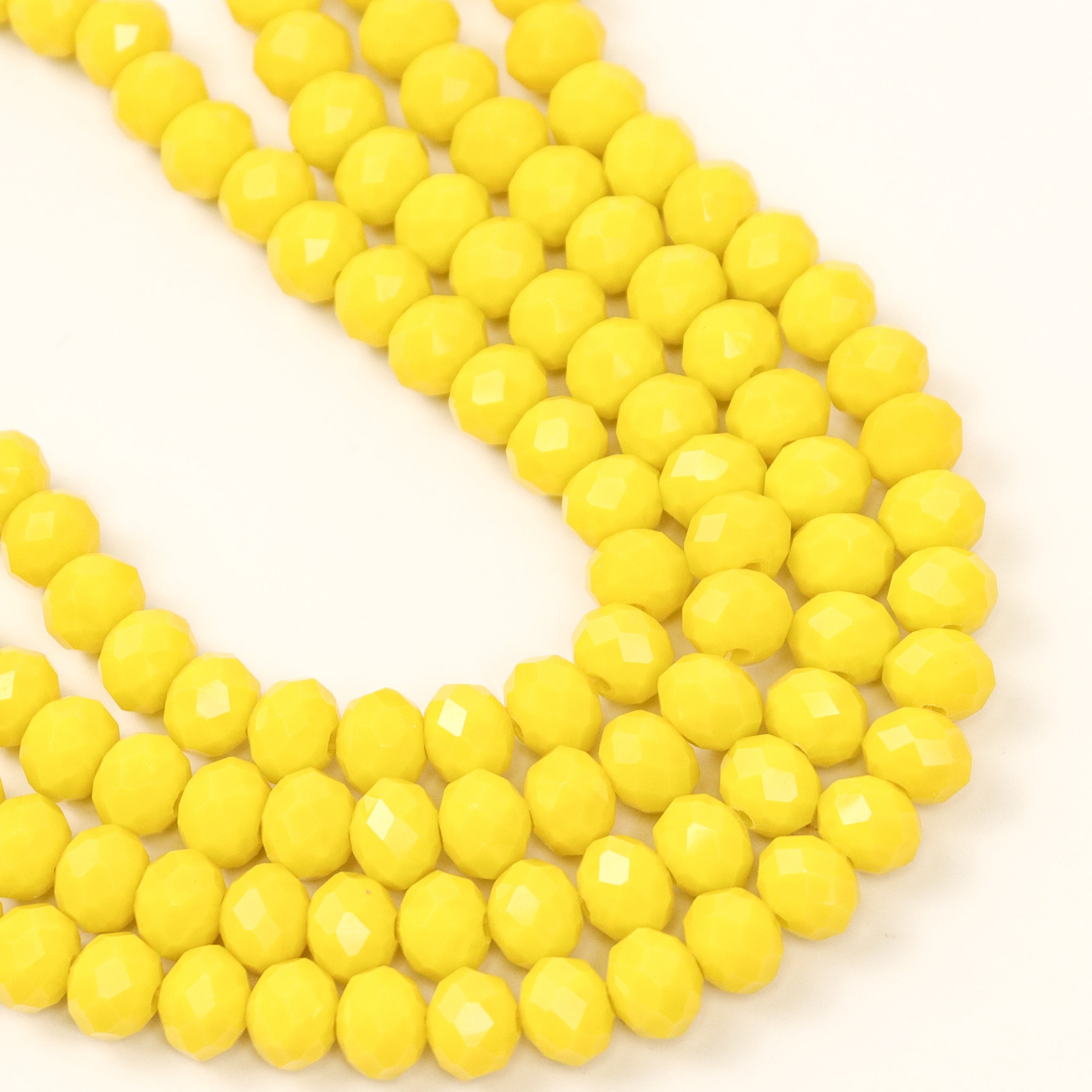 8mm Yellow Faceted Crystal Rondelle Bead Half Strand $3.50