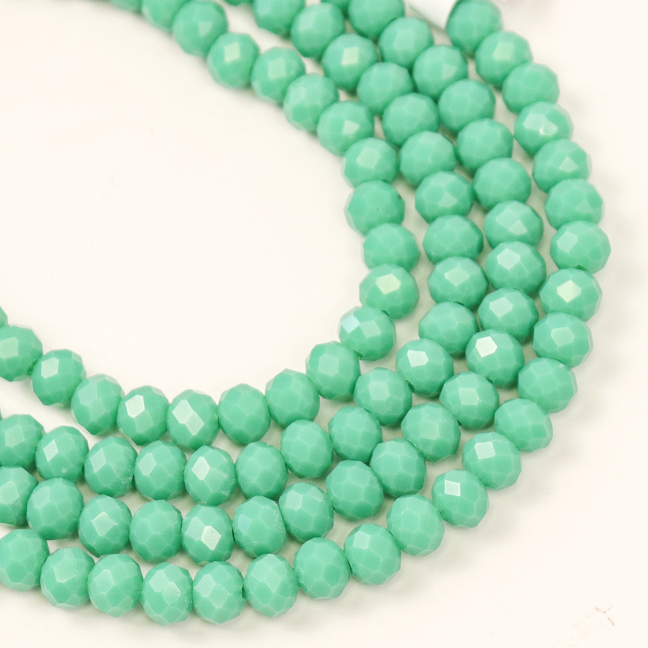 6mm Turquoise Faceted Crystal Rondelle Bead Half Strand $3.00