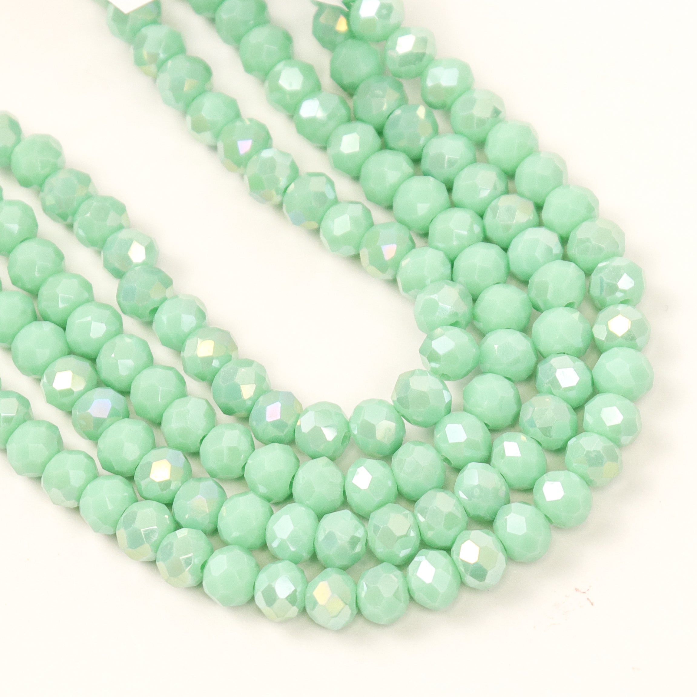 6mm Light Turquoise Faceted Crystal Rondelle Bead Half Strand $3.00