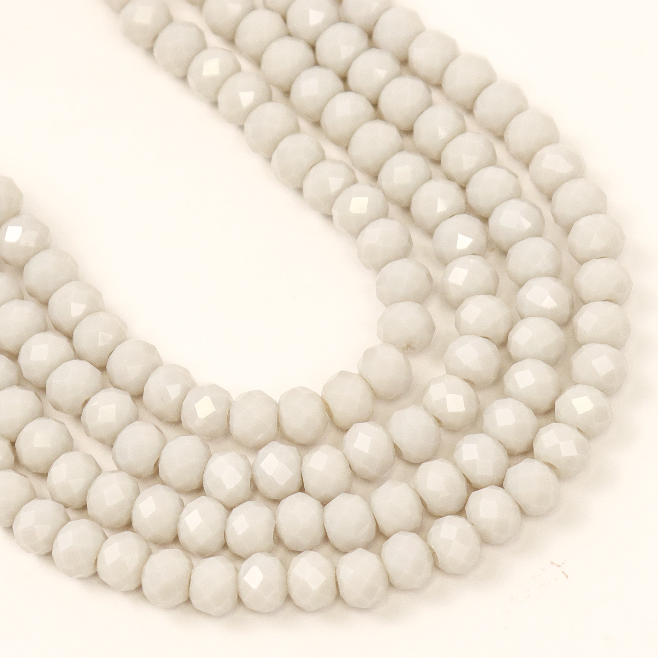 6mm Grey Faceted Crystal Rondelle Bead Half Strand $3.00