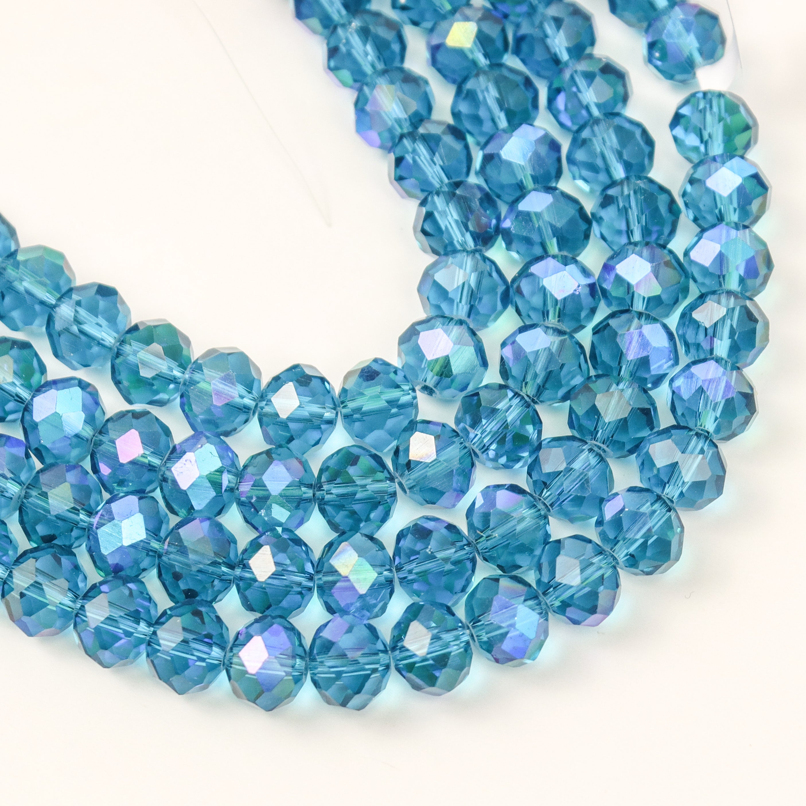 10mm Blue Faceted Crystal Rondelle Bead Half Strand $4.00