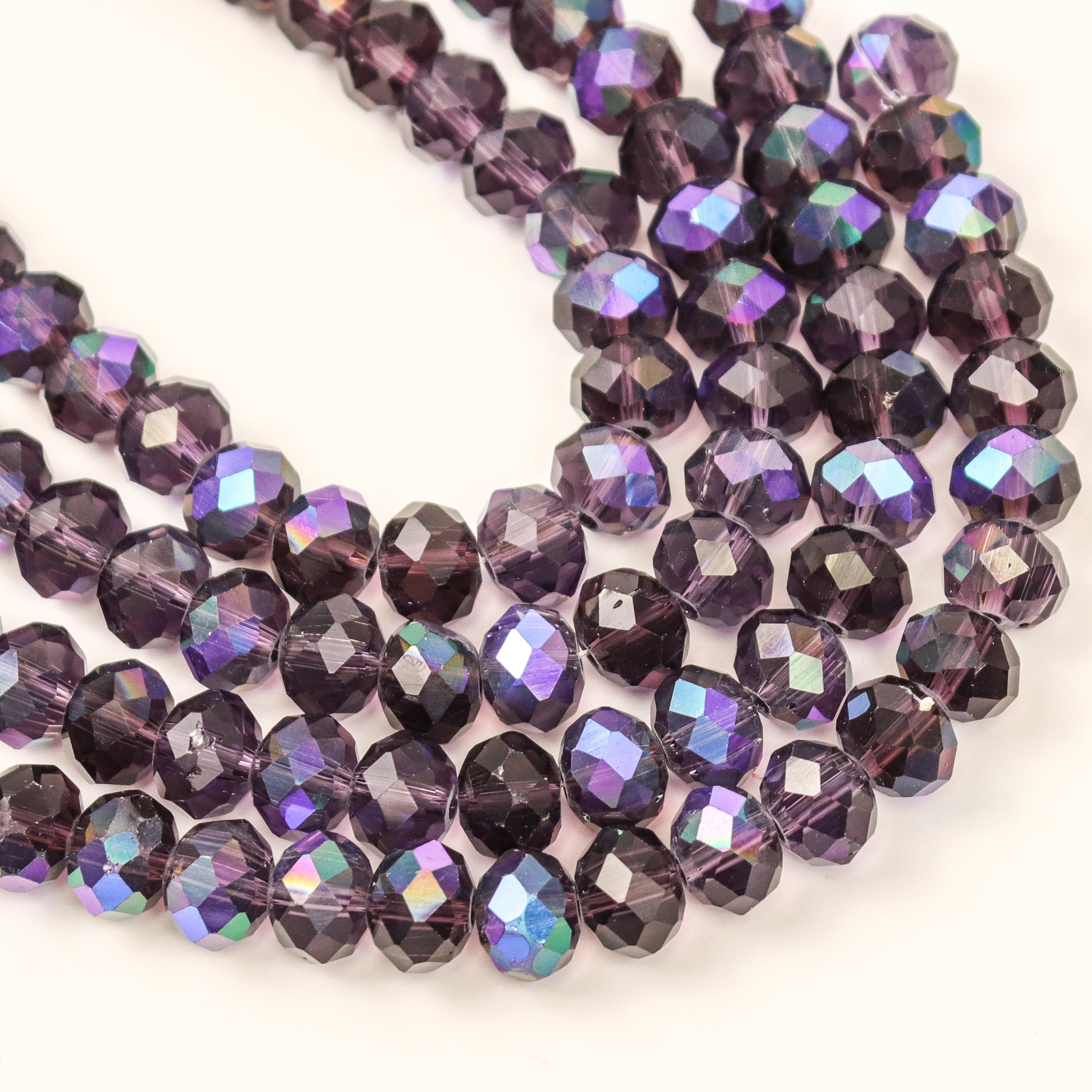 10mm Purple Faceted Crystal Rondelle Bead Half Strand $4.00