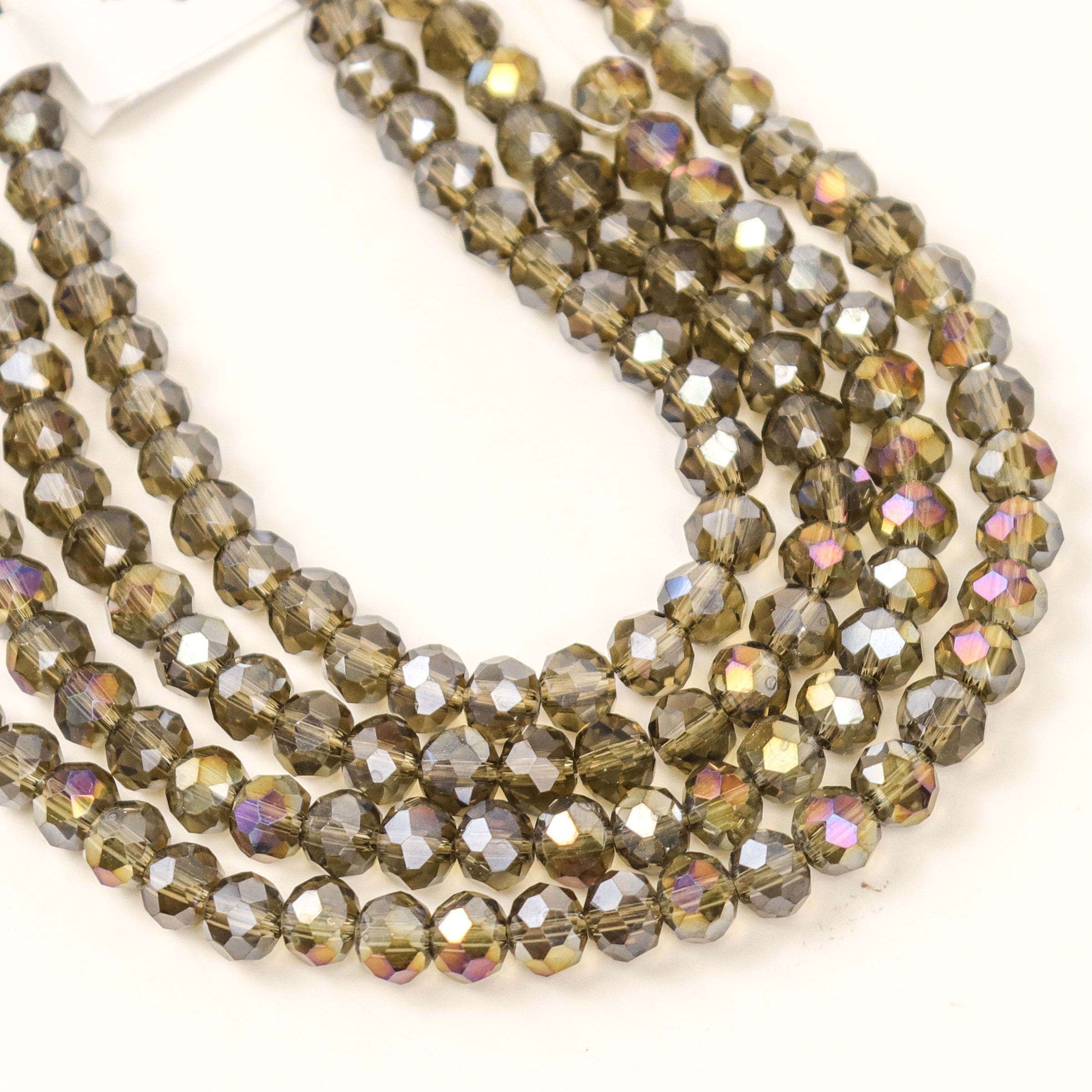 6mm Smoky Gold Faceted Crystal Rondelle Bead Half Strand $3.00