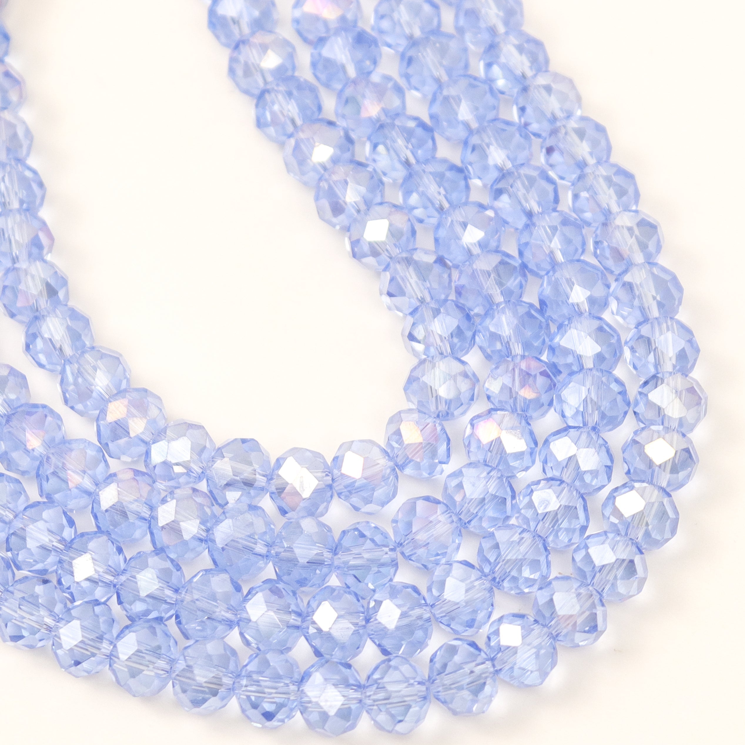 8mm Baby Blue Faceted Crystal Rondelle Bead Half Strand $3.50