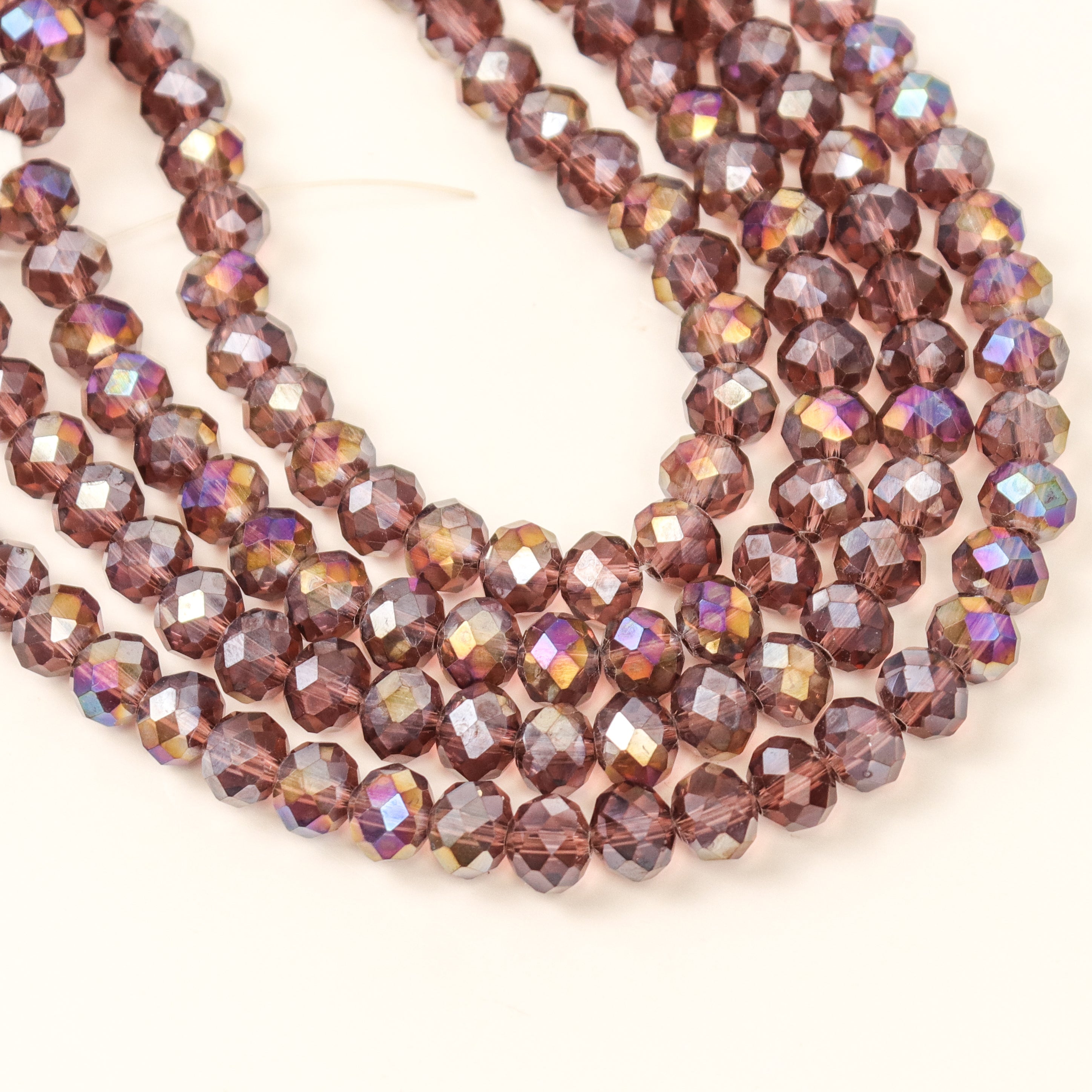 8mm Grape Purple Faceted Crystal Rondelle Bead Half Strand $3.50