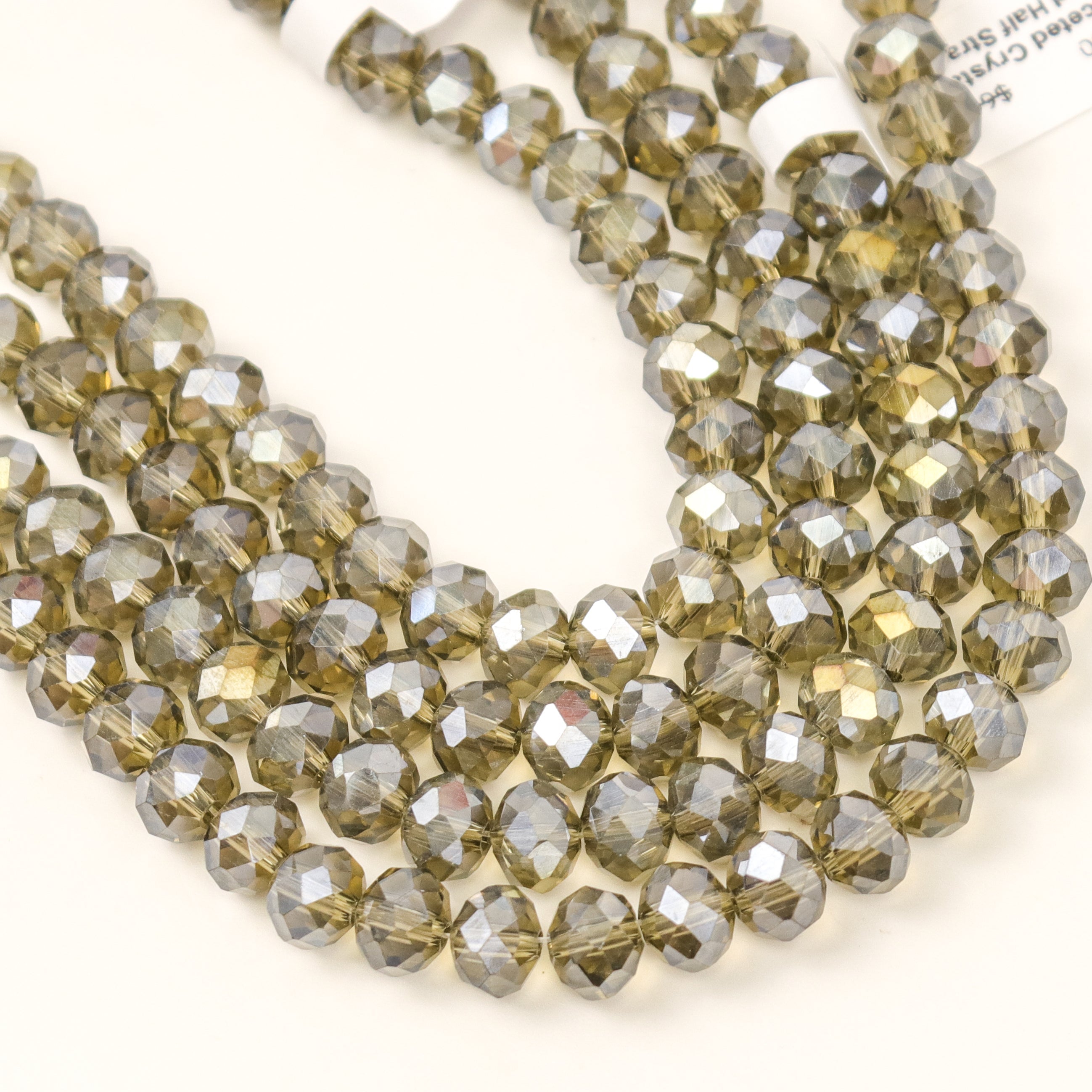 8mm Smokey Gold Faceted Crystal Rondelle Bead Half Strand $3.50