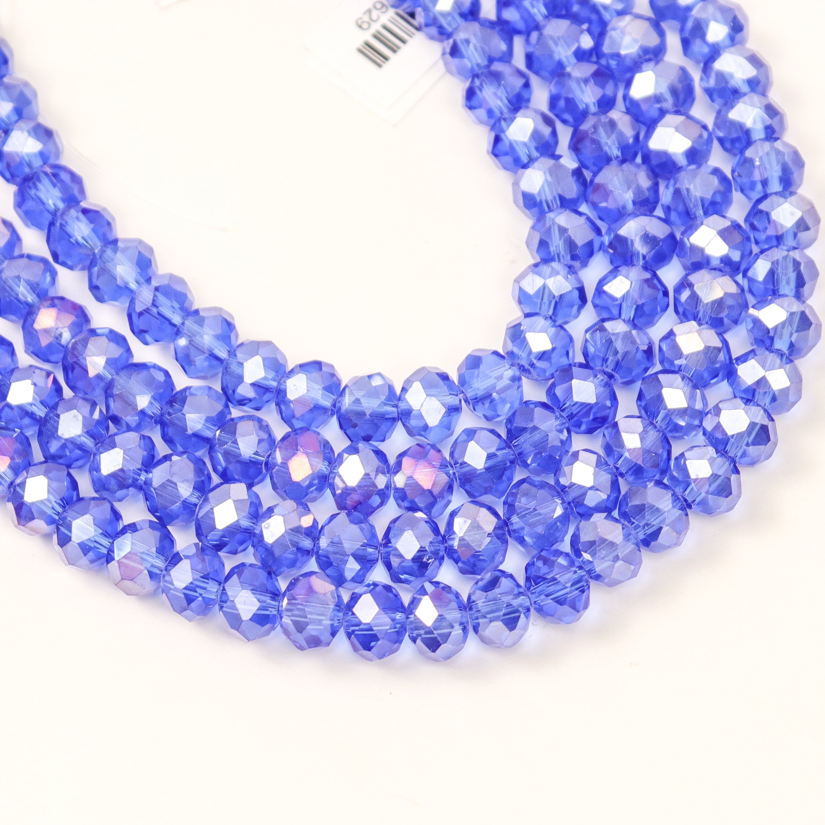 8mm Dark Blue Faceted Crystal Rondelle Bead Half Strand $3.50