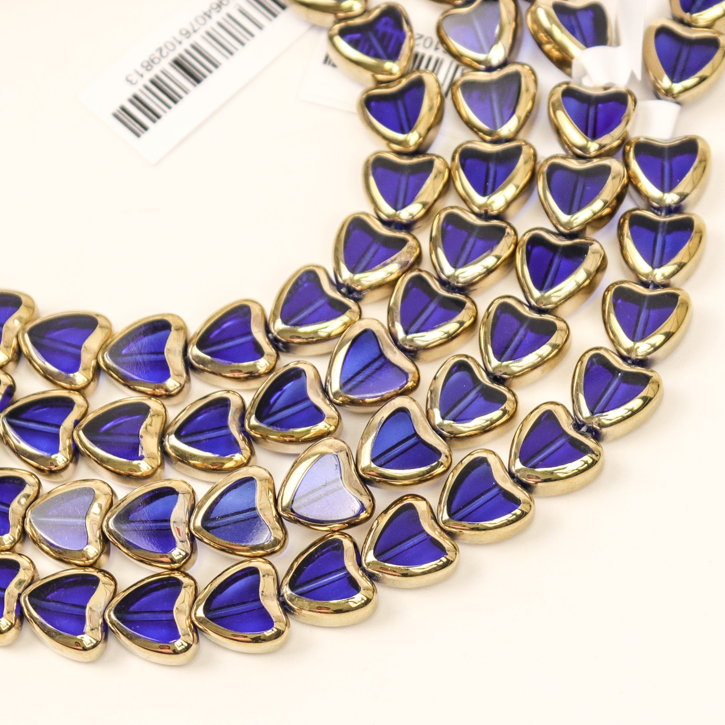 10mm Royal Blue Gold-Dipped Heart Crystal Bead Half Strand $4.00
