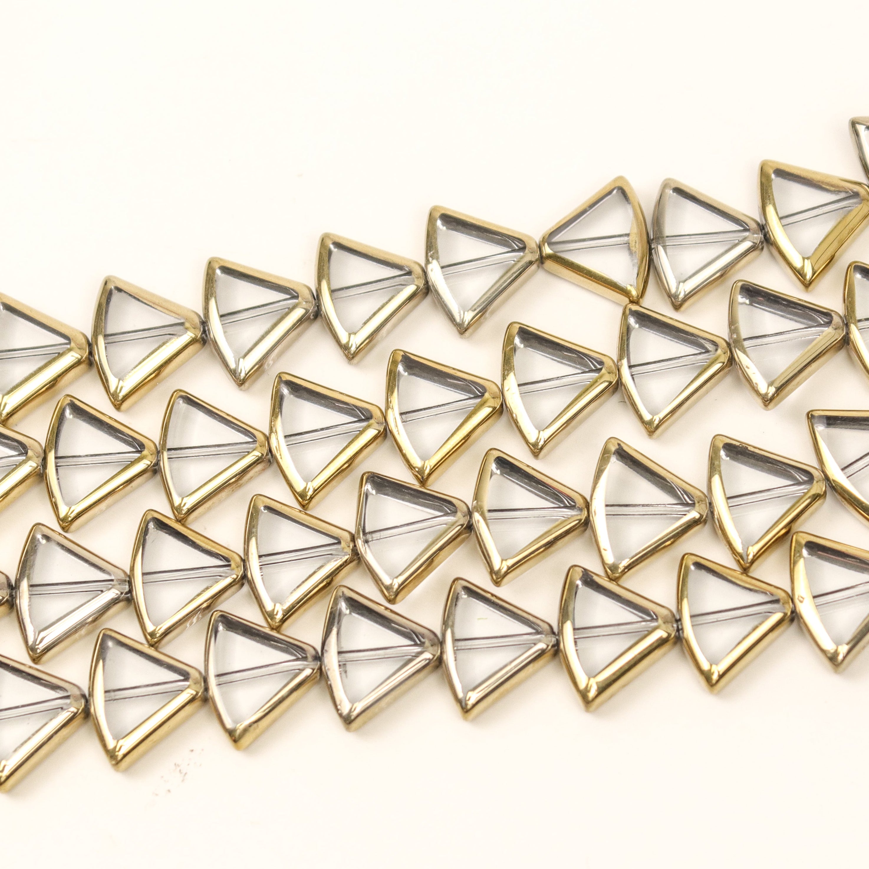 12x16mm Clear Gold-Dipped Fan Crystal Bead Half Strand $4.00