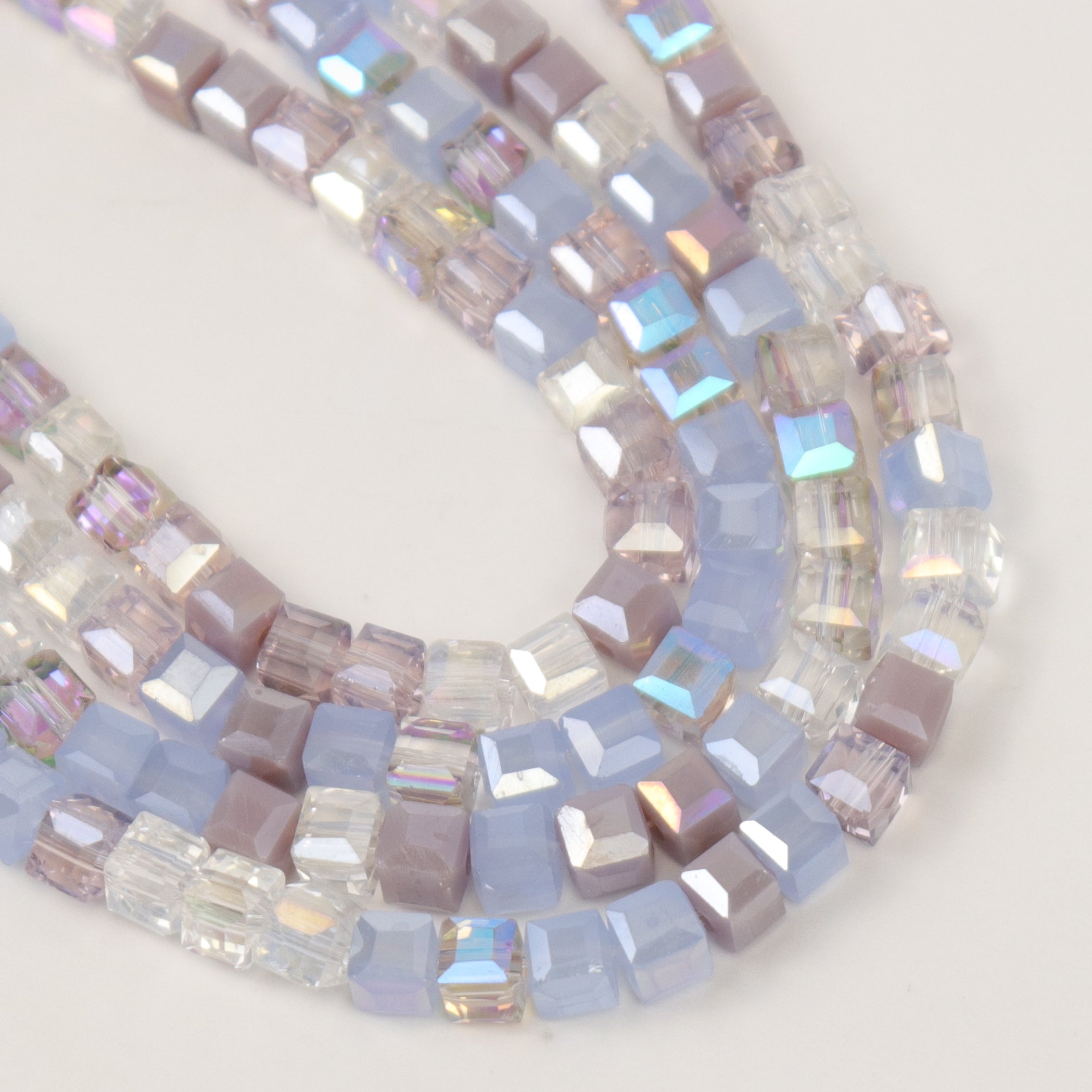 4mm Purple Faceted Crystal Cube Bead Half Strand $3.50