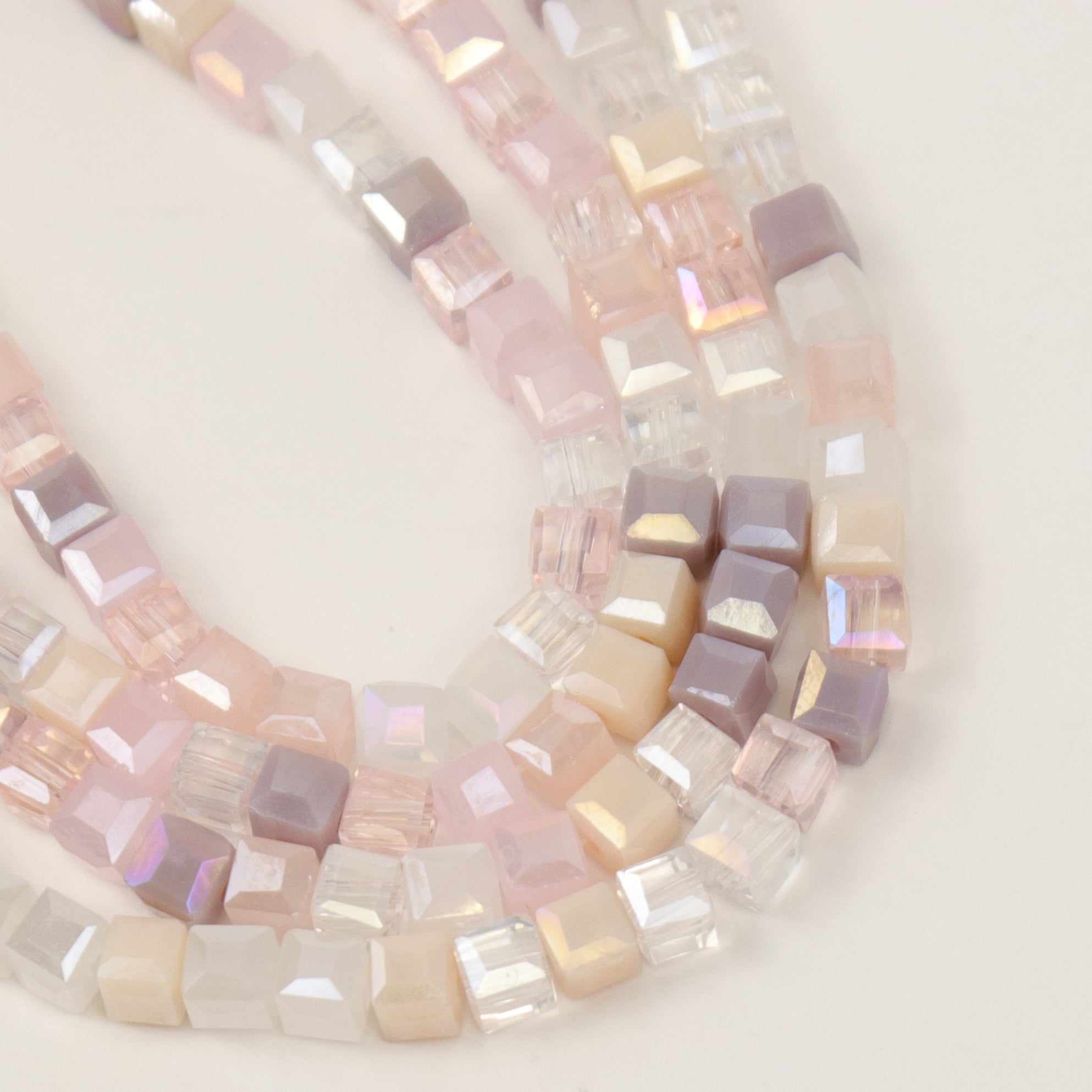 4mm Pink Faceted Crystal Cube Bead Half Strand $3.50