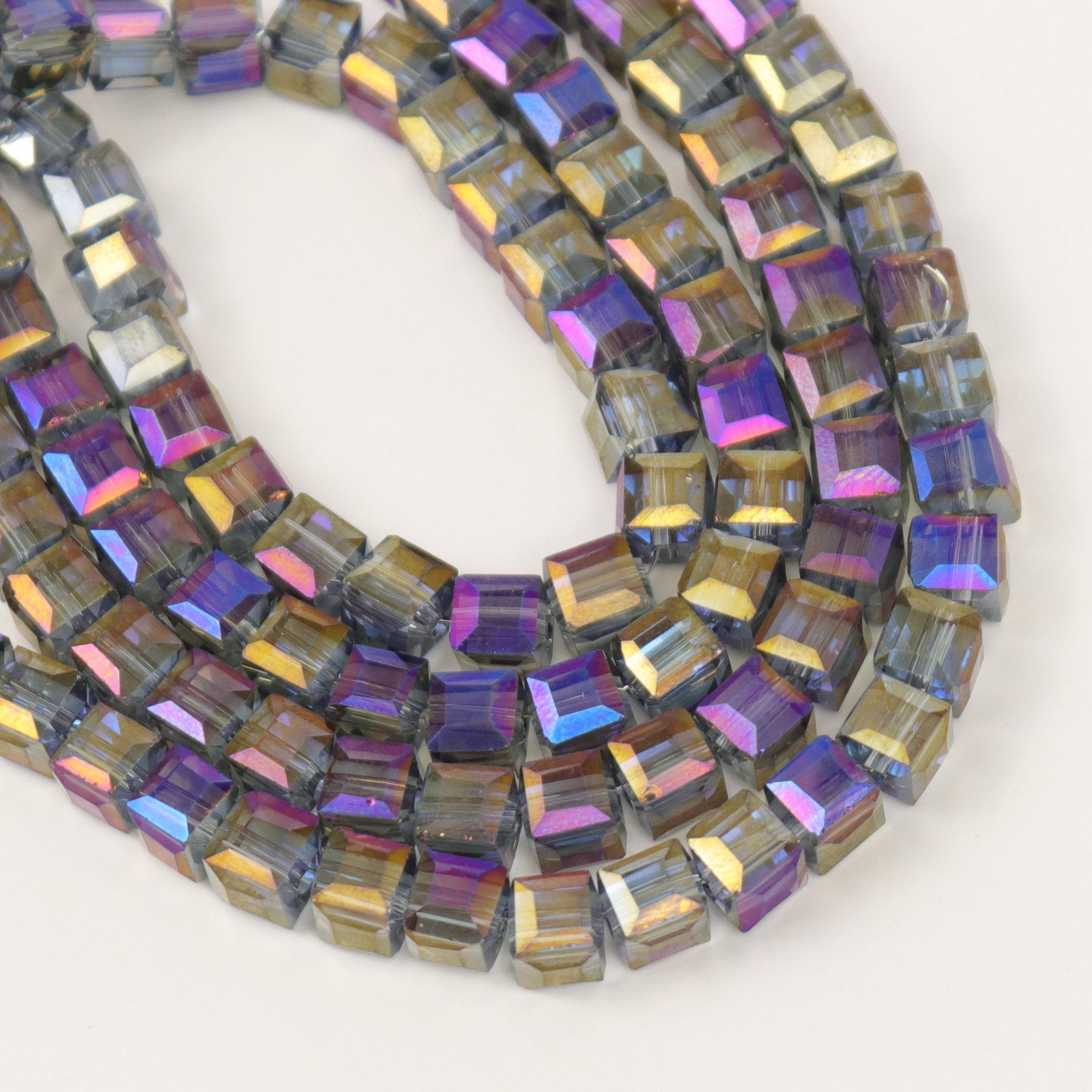 6mm Purple Faceted Crystal Cube Bead Half Strand $4.00