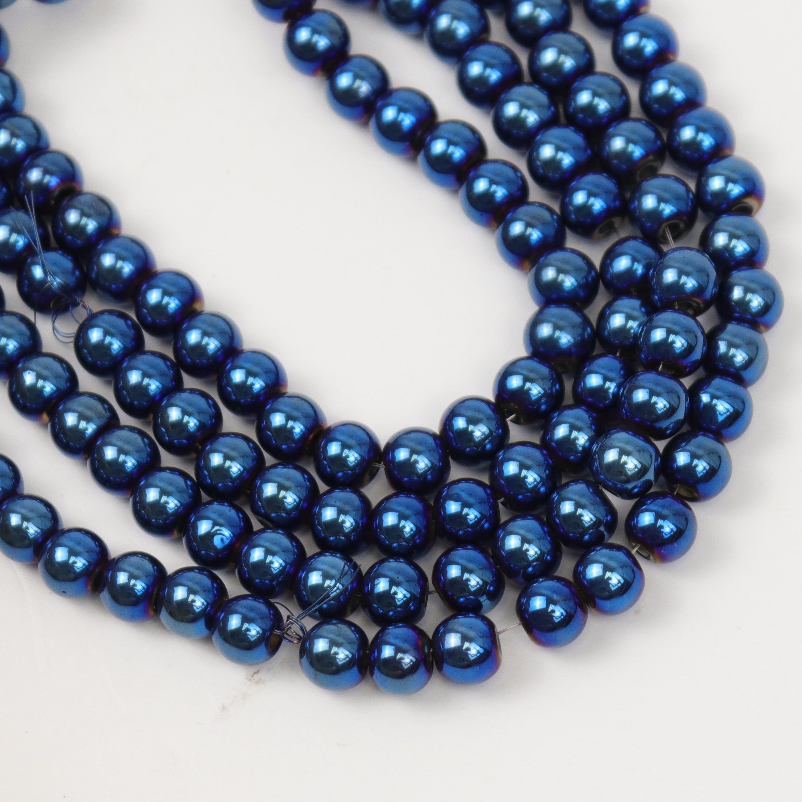 6mm Blue-Plated Hematite Bead Strand $4