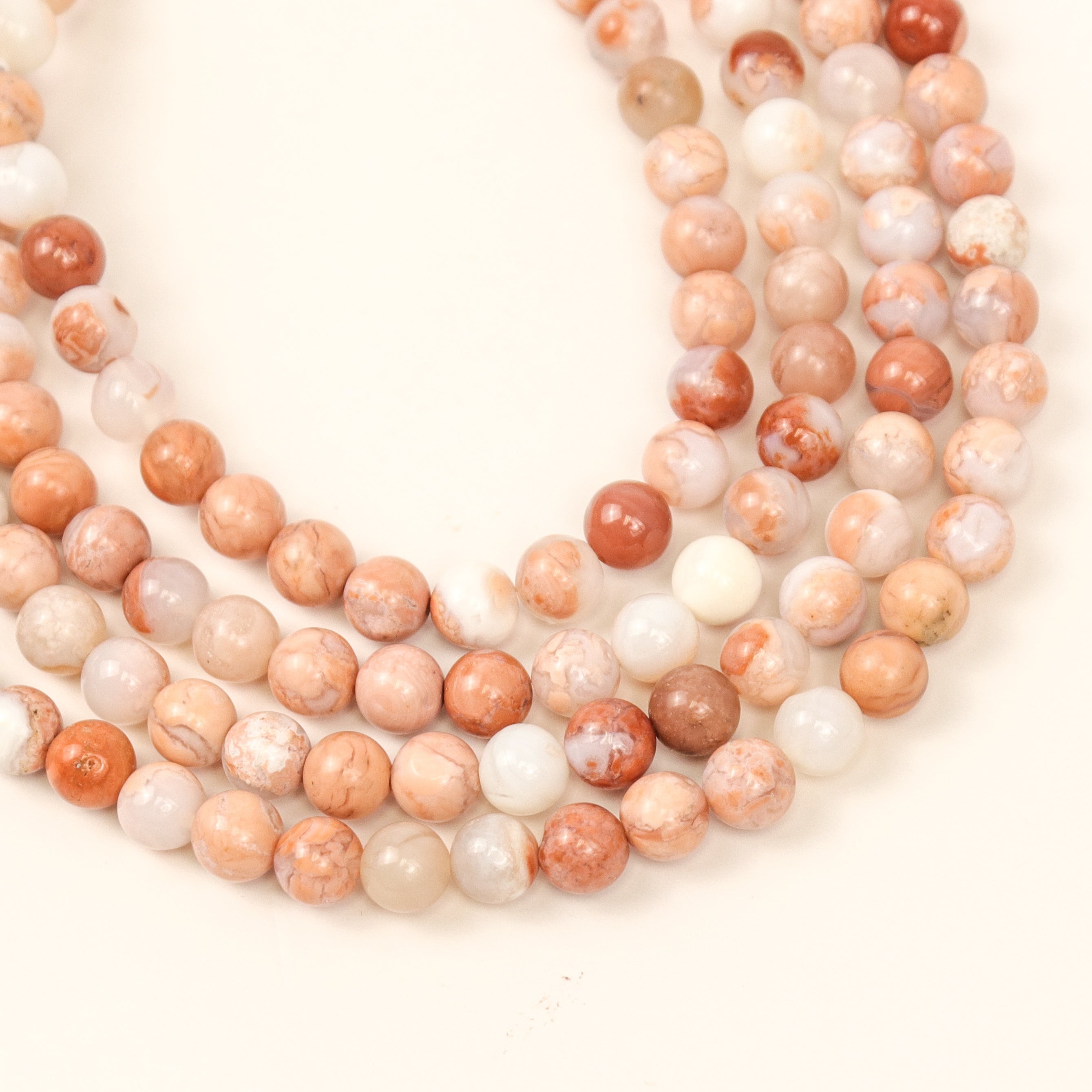 6mm Pink Petal Agate Bead Half Strand