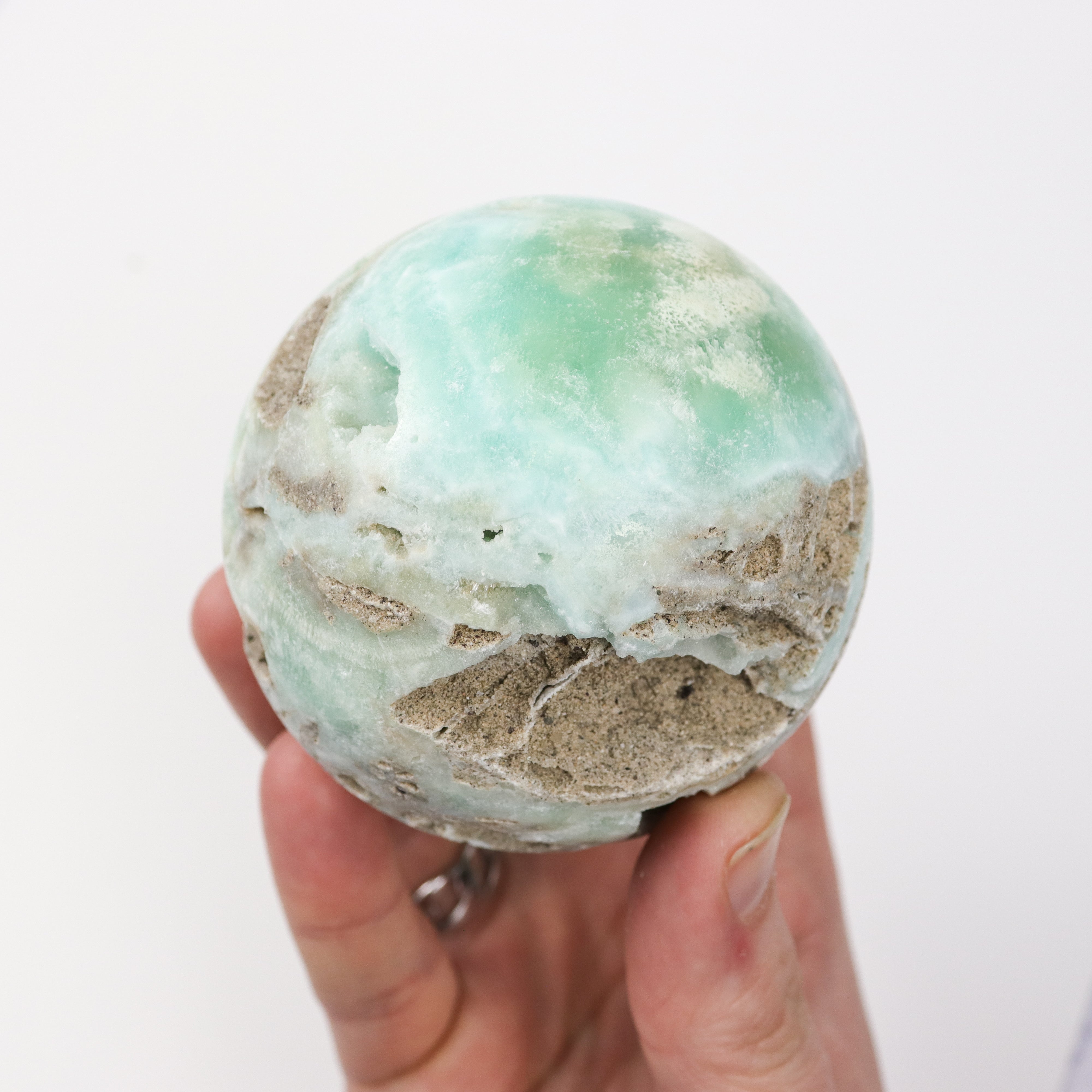 3 inch Blue Aragonite Sphere A67