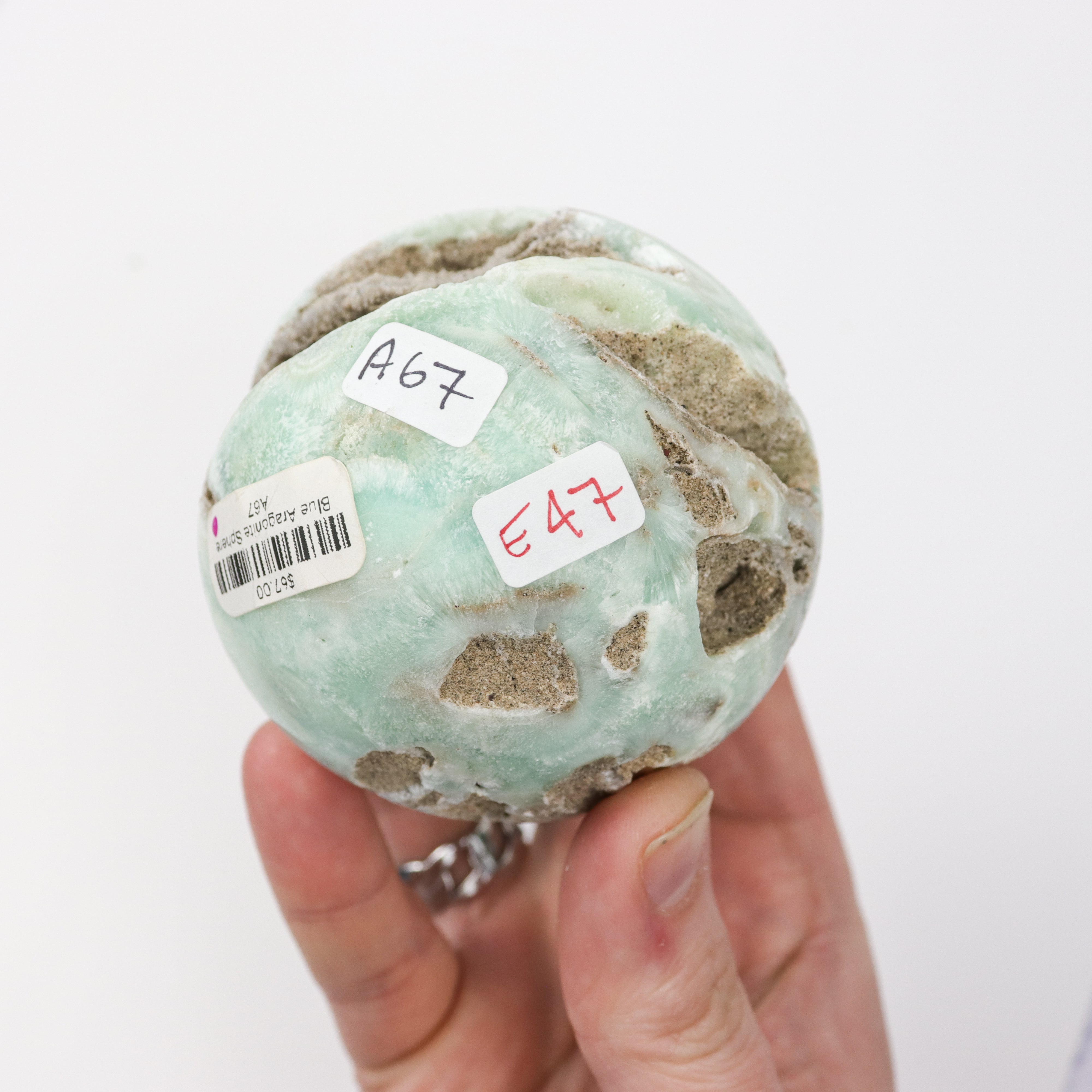 3 inch Blue Aragonite Sphere A67