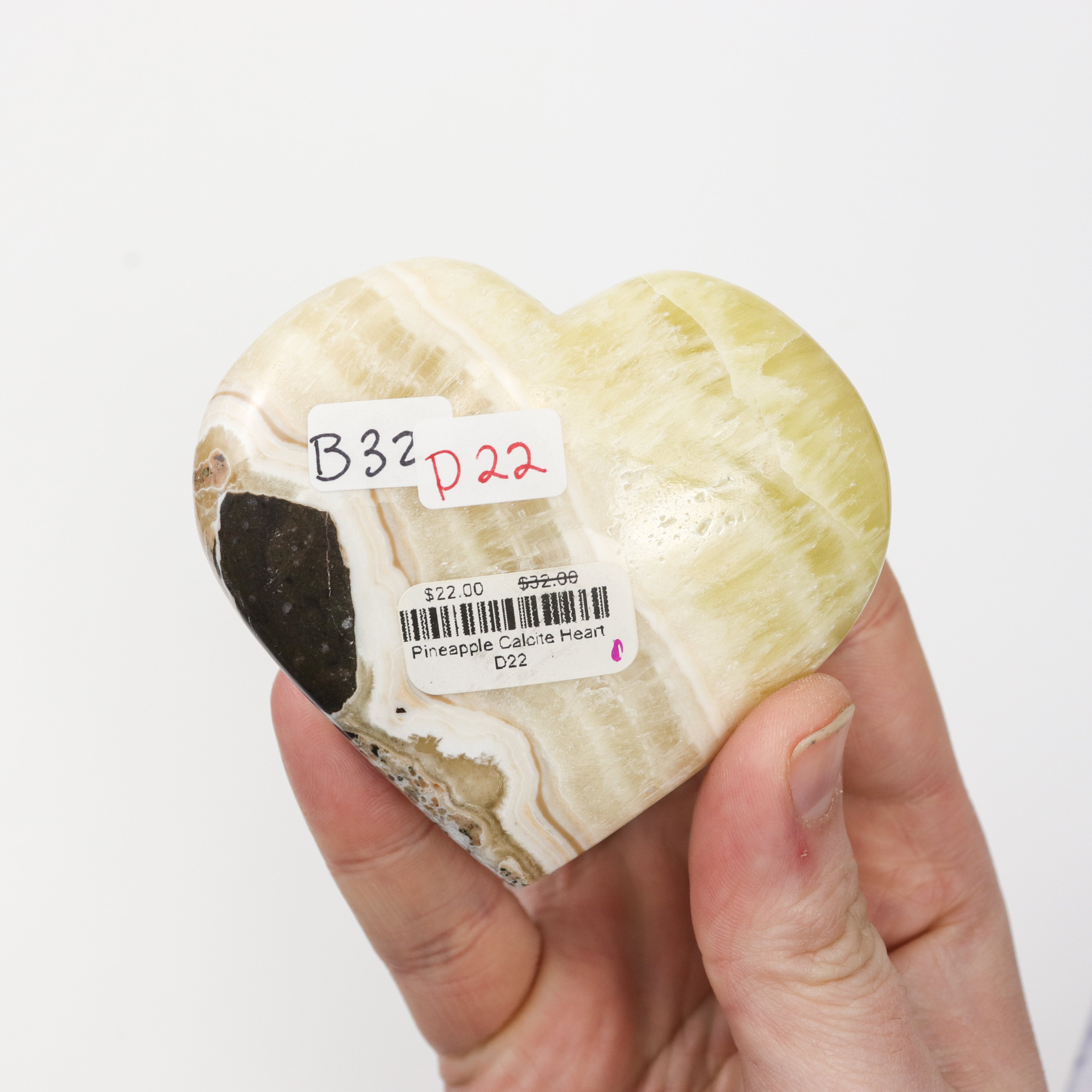 3 inch Pineapple Calcite Heart D22