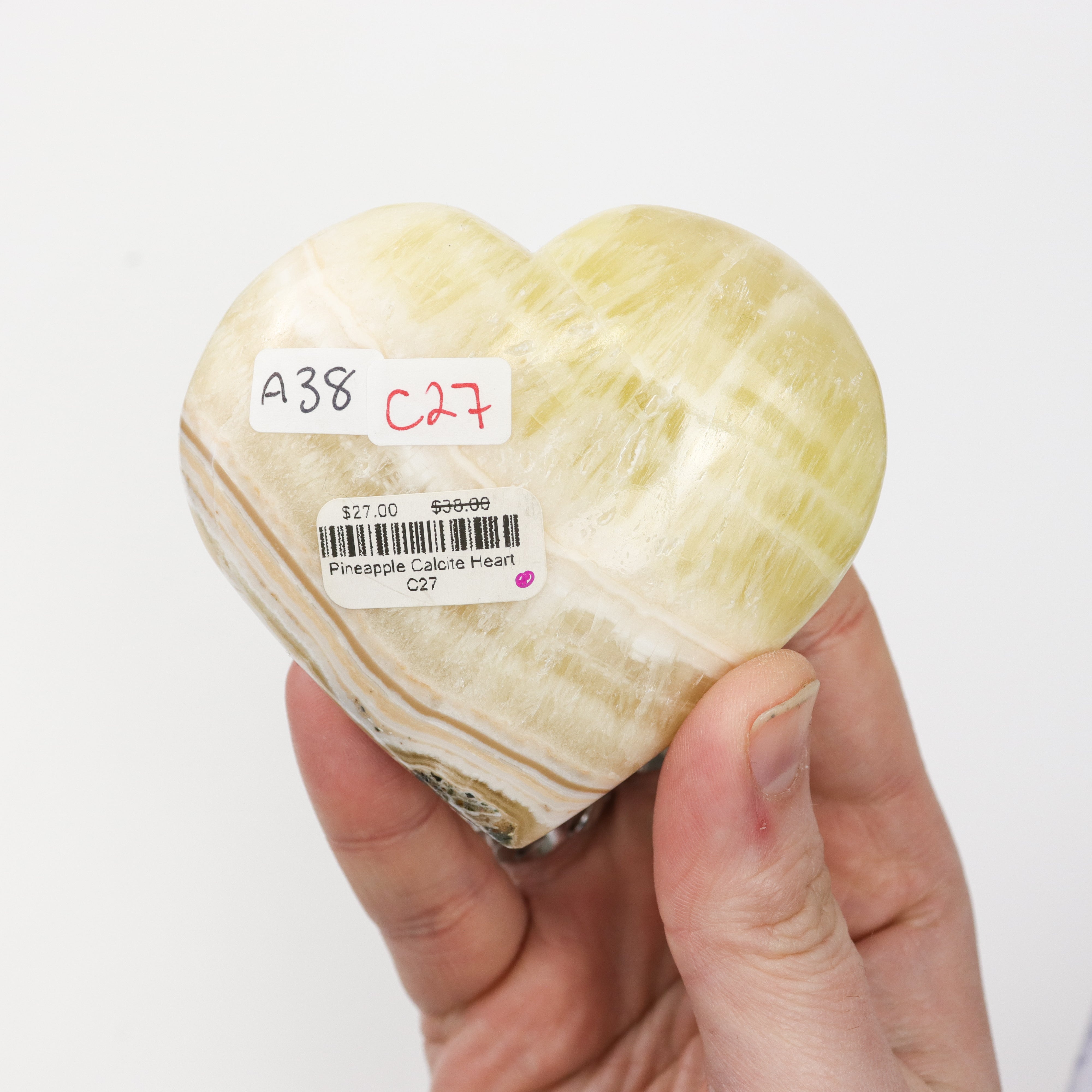 3.25 Inch Pineapple Calcite Heart C27
