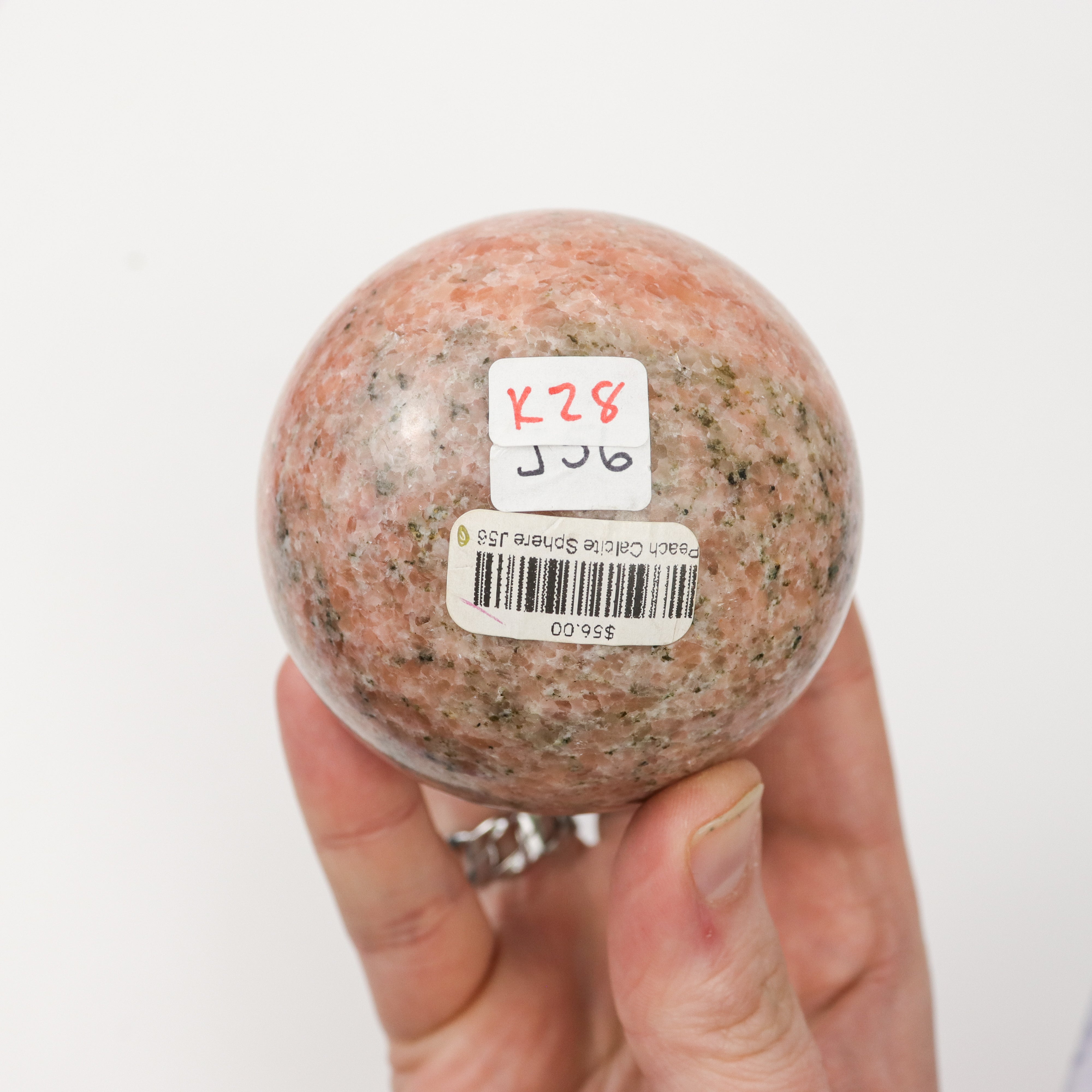 3 Inch Peach Calcite Sphere J56