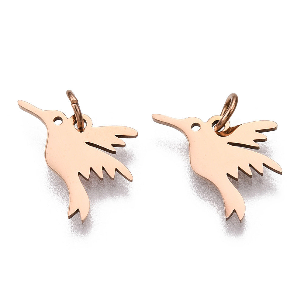 13mm Gold Hummingbird Silhouette Charm A2