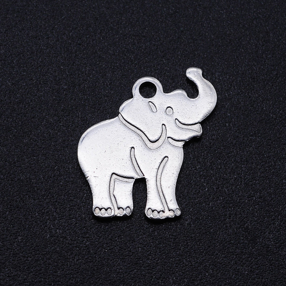15mm Stainless Steel Elephant with Trunk Up Charm P2